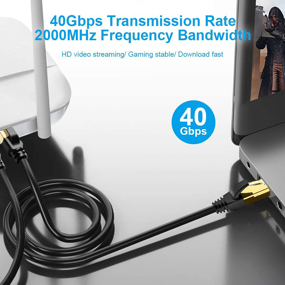 Cat 8 Twisted Pairs Ethernet Cable 6ft, Outdoor Heavy Duty Internet Network Lot