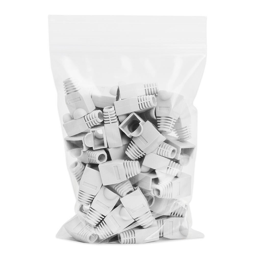 100 Pack RJ45 Boots White Cat5e Cat6 Ethernet Cable Strain Relief Boot Snagless
