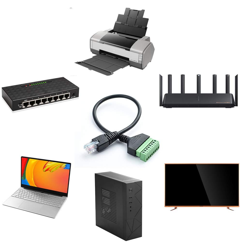 RJ45 Male To 8 Pin Screw Terminal Block Adapter Ethernet Extender 2 PCS
