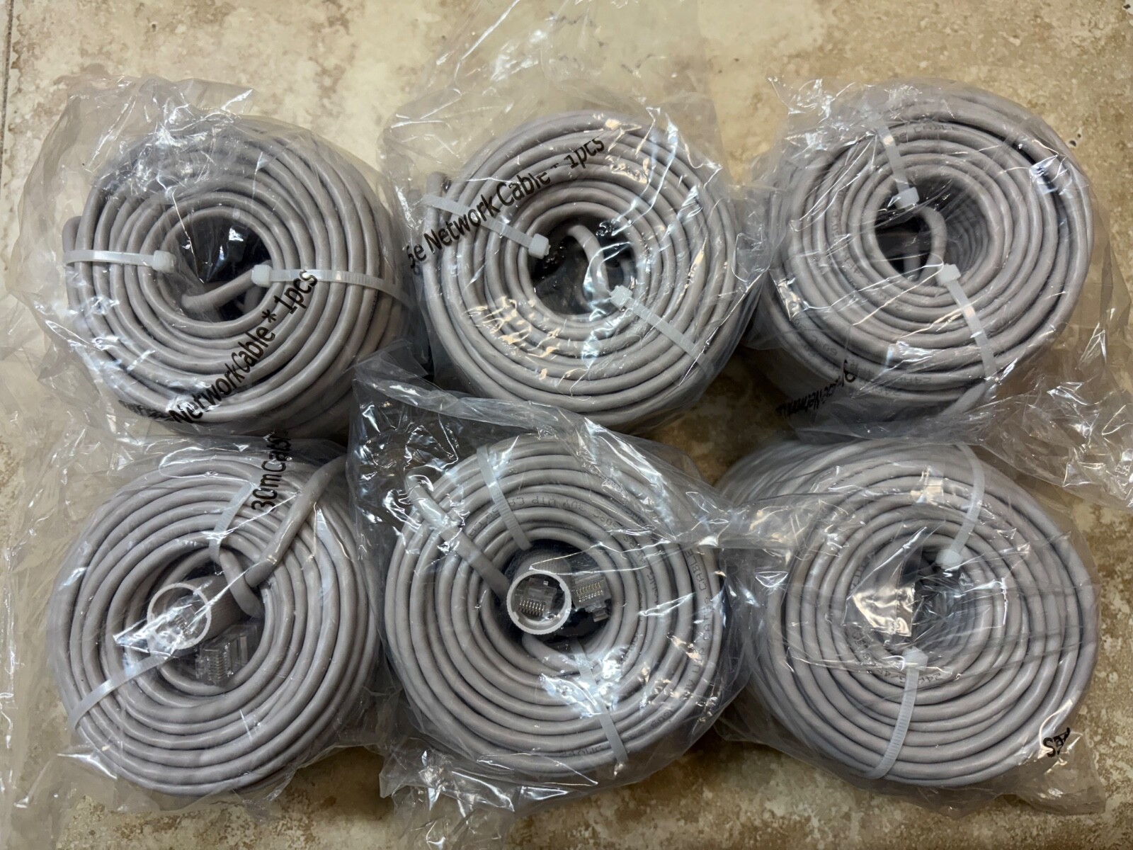 LOREX OEM Cat 5e x 6pcs Ethernet Network Cable Camera Grey 30m 100ft New Sealed