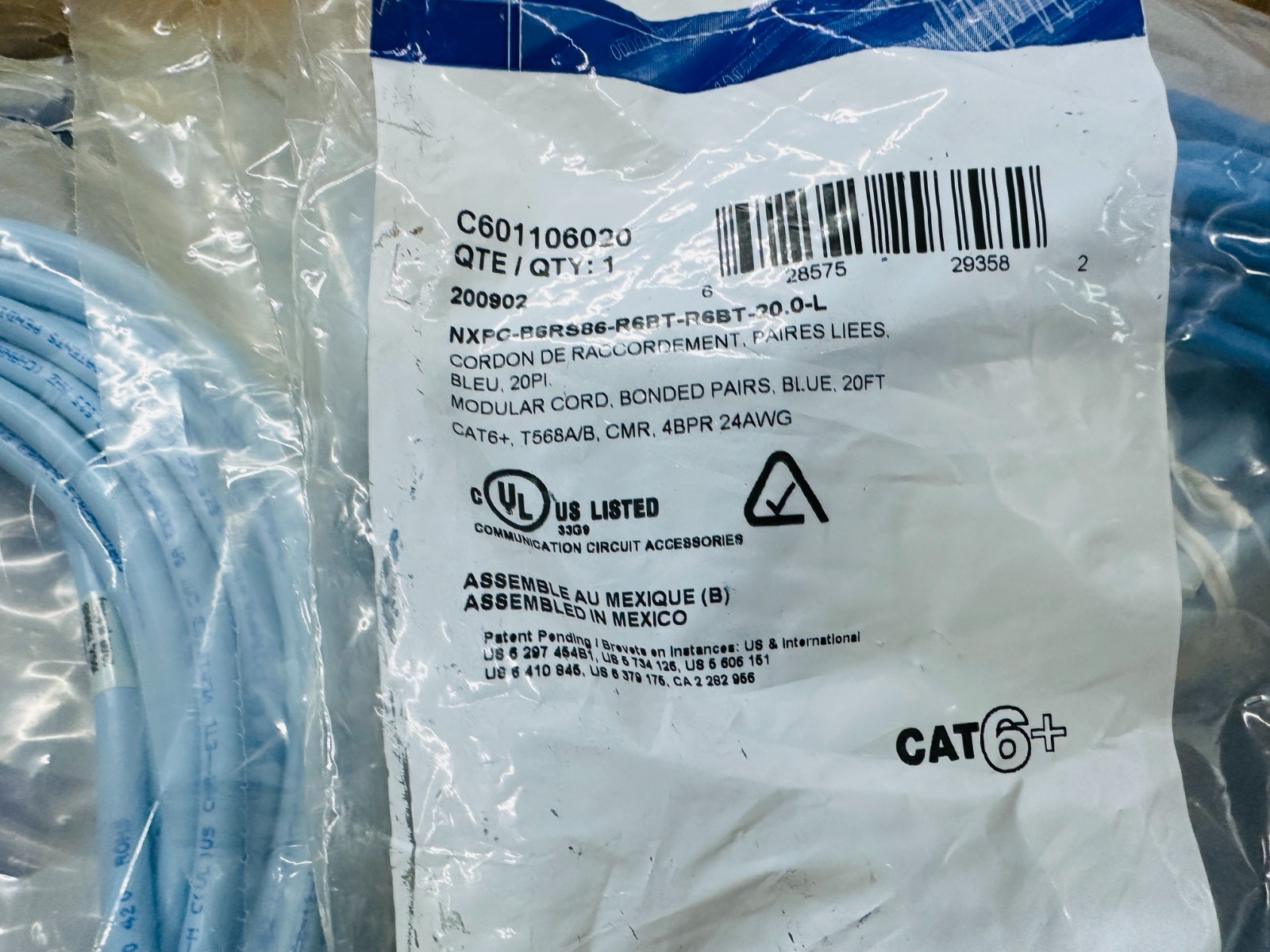 Lot of 12 🔥 ✅ CAT6 Ethernet Patch Cord 20 FT, RJ-45 LAN Network Cable Blue