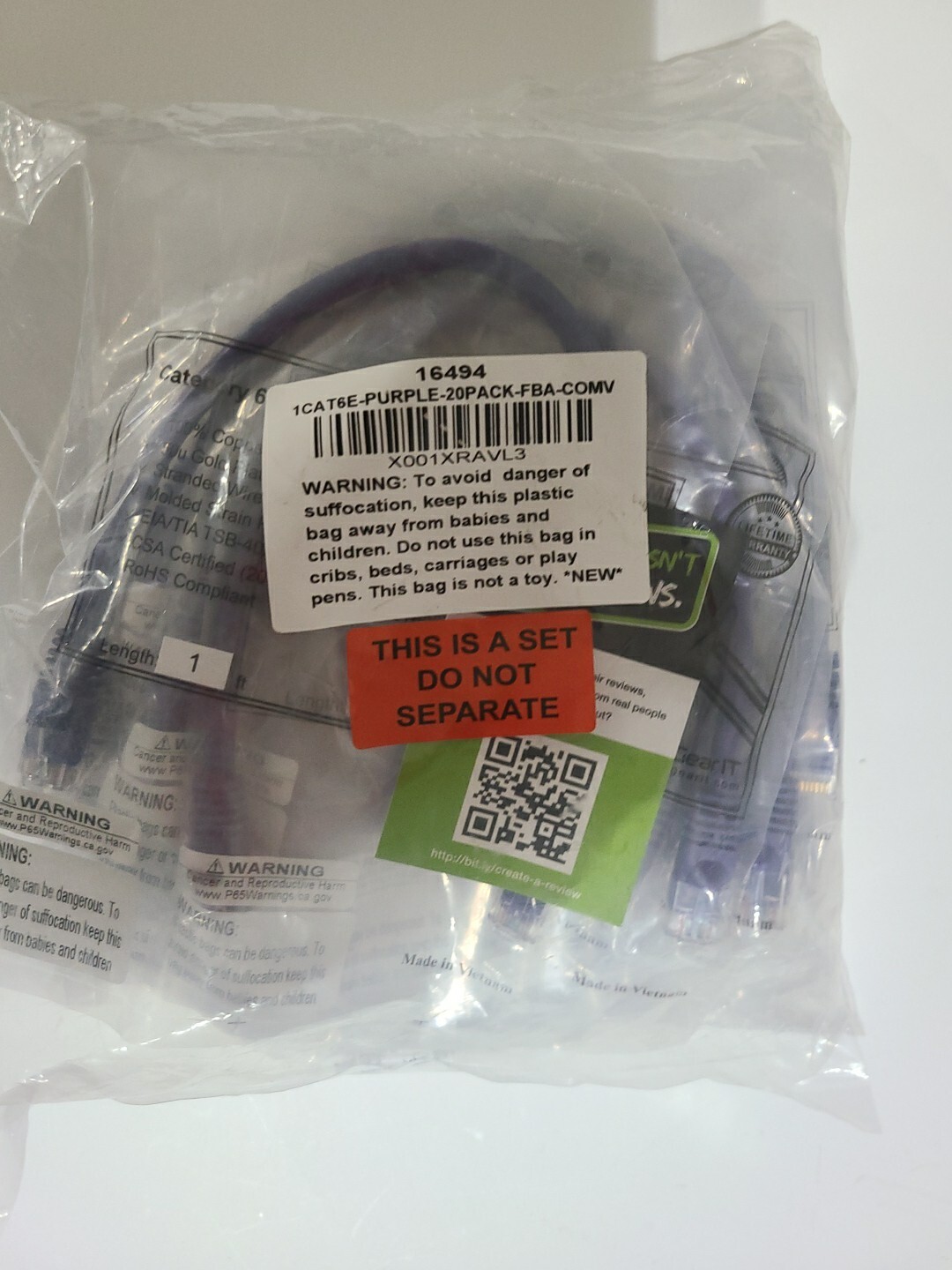 GearIT Cat 6 Snagless Patch Ethernet Computer LAN Cable 1 Foot Black Pack of 20