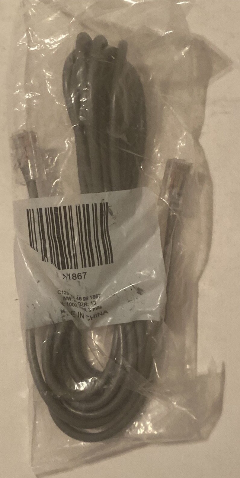 Unknown Brand New/Sealed CAT5 9′ ethernet patch cable N1867 grey