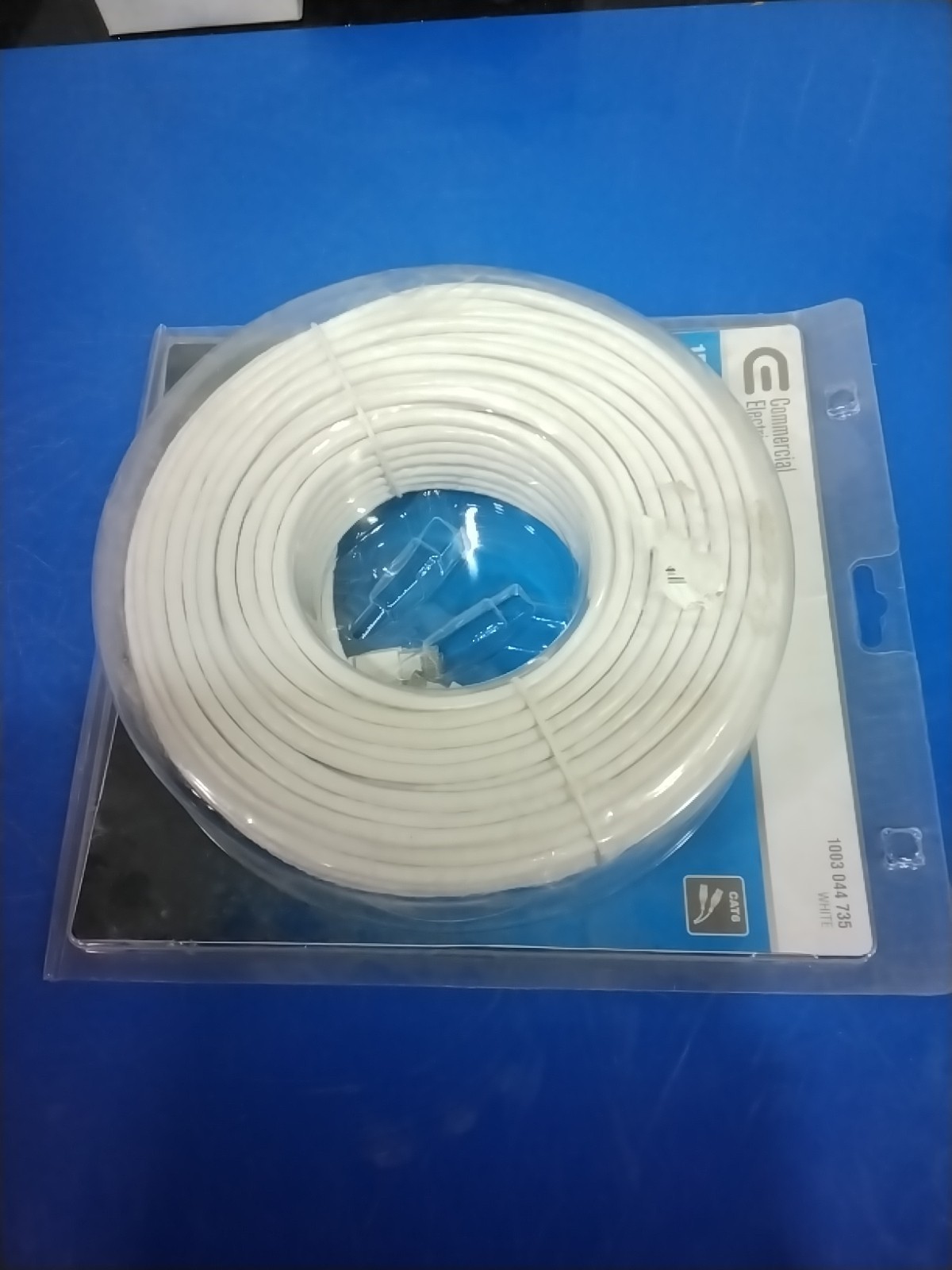 Commercial Electric 150 ft CAT6 Ethernet Patch Cable White Gold RJ45 Male End