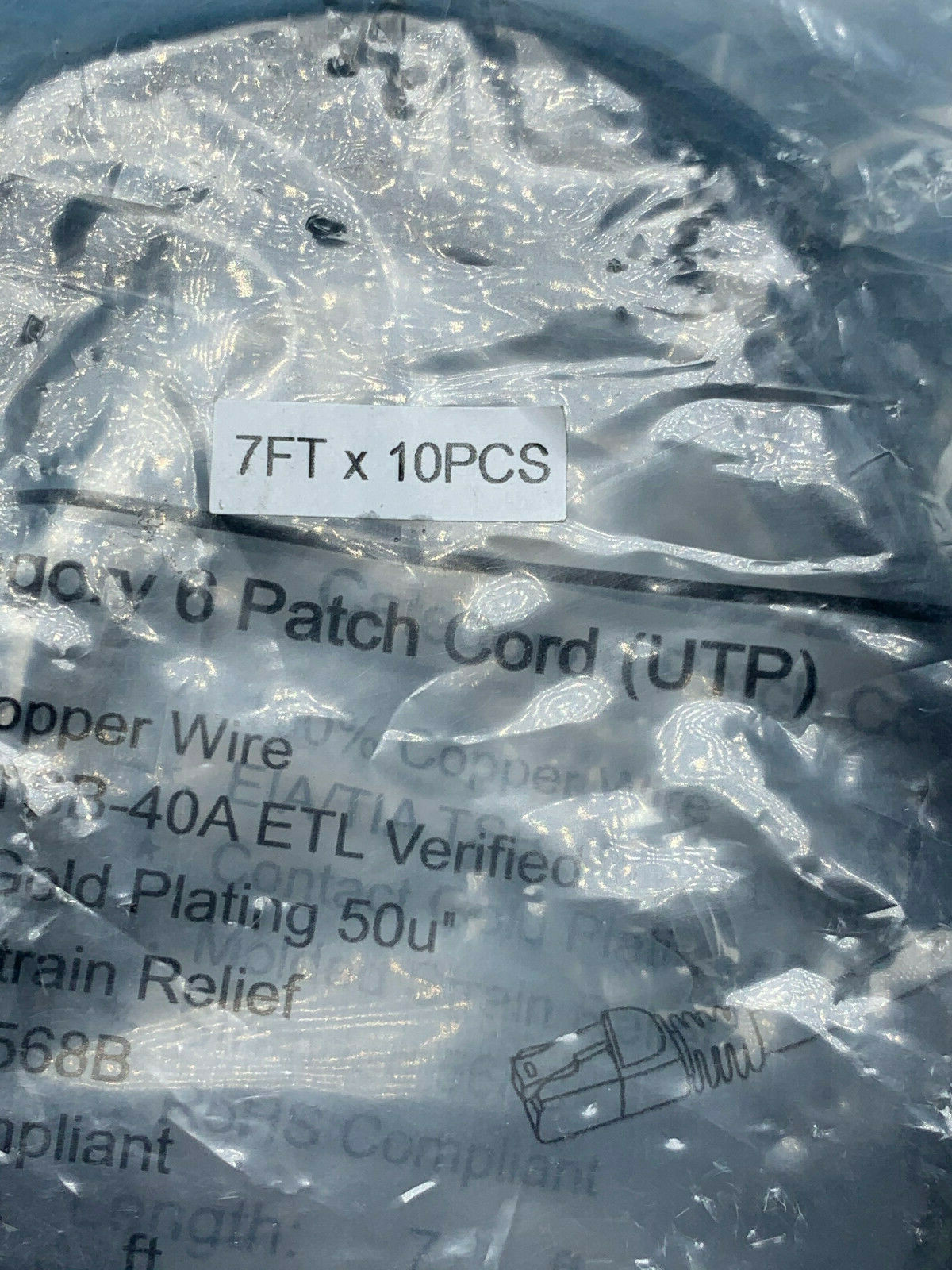 CAT 6 PATCH CORD BLACK 7 FEET LOT OF 10