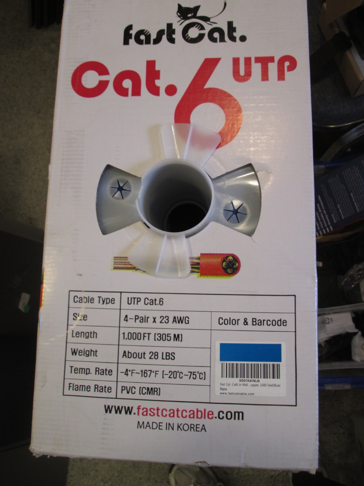 fast Cat Cat6 Copper Ethernet Cable 1000ft 23 AWG CMR 550MHZ / 10GB UTP LAN