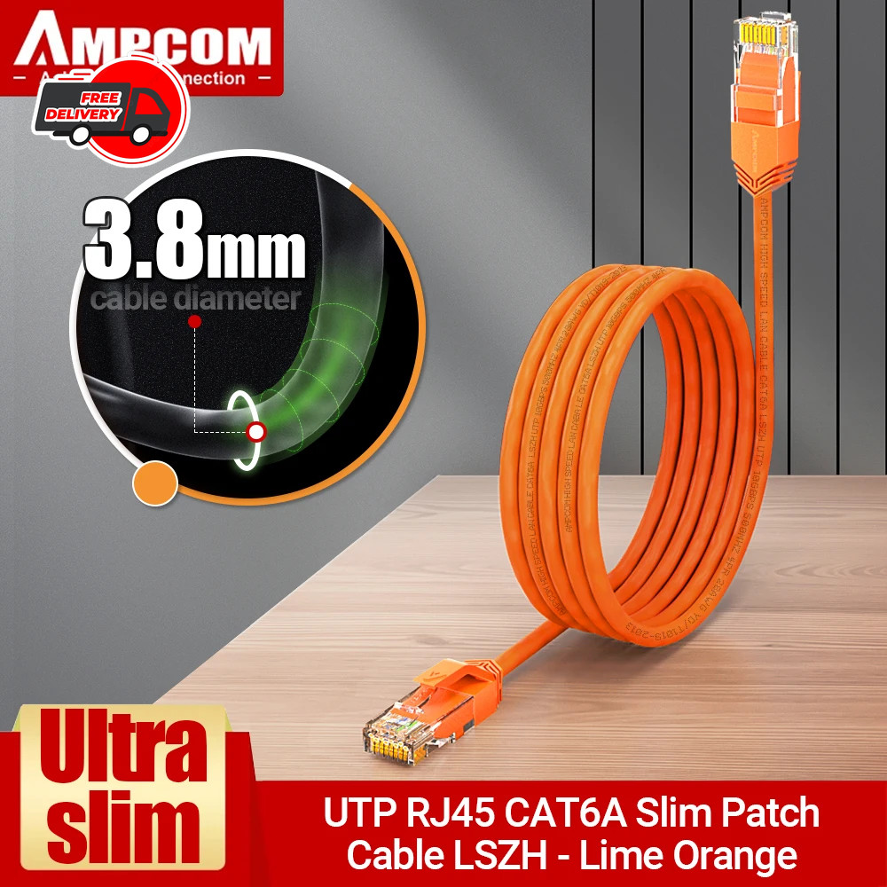 Cat6A Ultra Thin Ethernet Cable 3.8mm 10Gbps Network Patch Cord RJ45 UTP