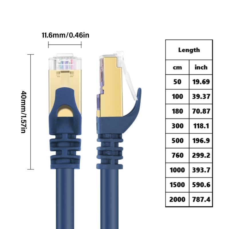 Cat8 Flat Ethernet Patches Cable, RJ45 LAN Cord, 40Gbps for Modem Router Laptop