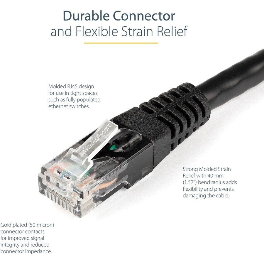 StarTech.com 15ft CAT6 Ethernet Cable – Black CAT 6 Gigabit Ethernet Wire
