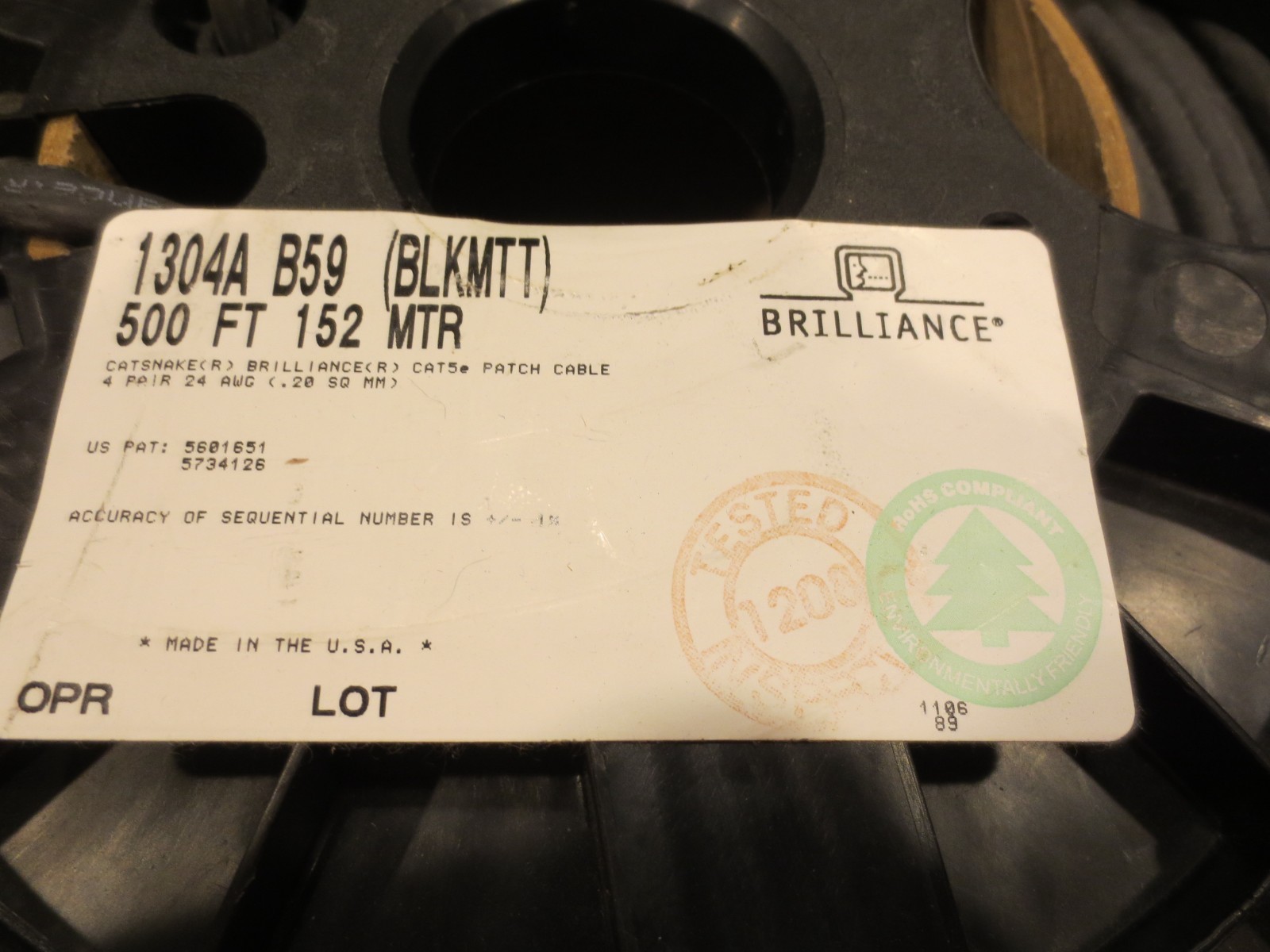 Belden 1304A Catsnake Brilliance cat5e Patch Cable Roll of 500ft USA Brand New