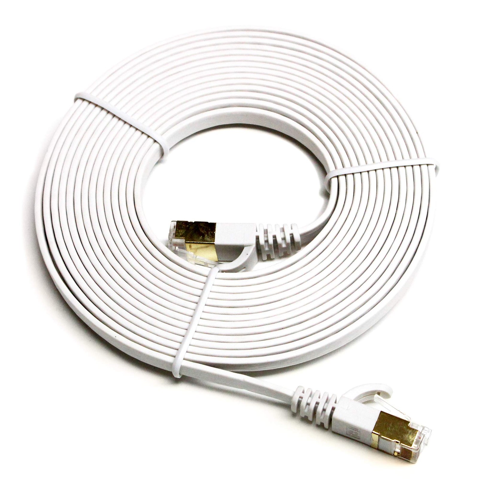 CAT7 10 Gigabit Ethernet Ultra Flat Patch Cable Modem Router White 12FT