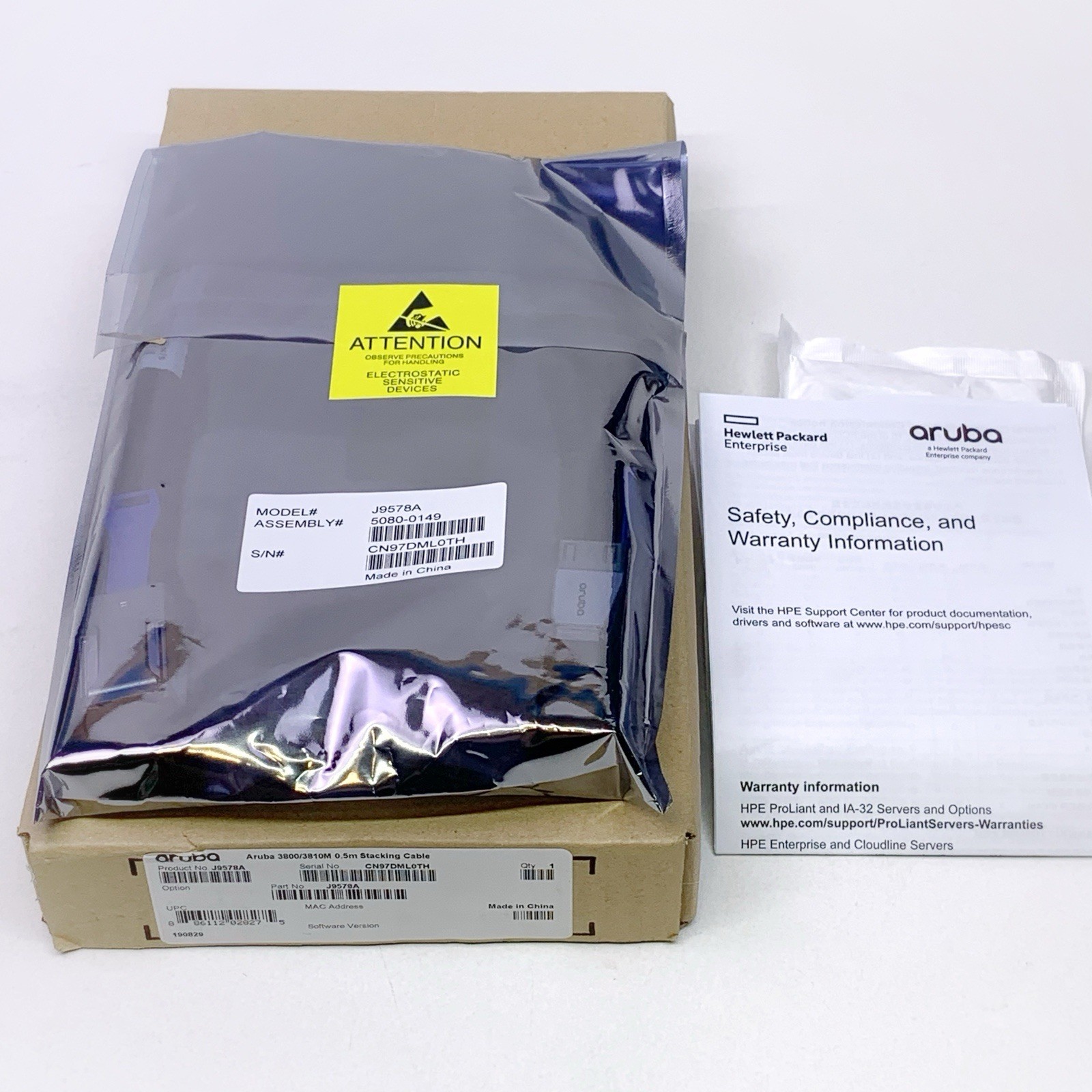 J9578A – HPE Aruba 3800/3810M 0.5M Stacking Cable CN97DML0TH New in Box