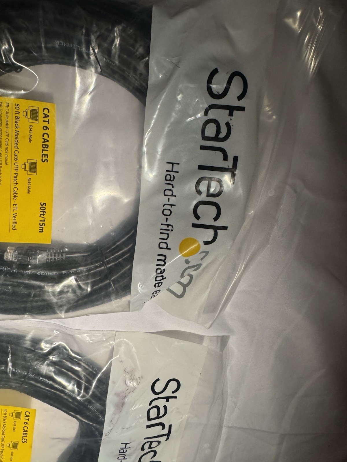 StarTech Cat 6 Ethernet Patch Cable RJ-45 Male 50ft/15m Black Round