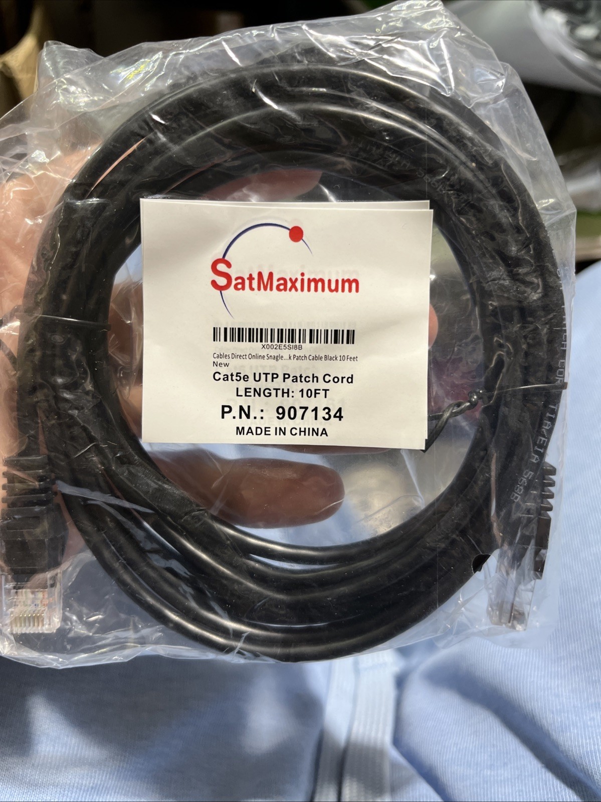 BRAND NEW SatMaximum Cat5e 10 Foot UTP Male RJ-45 Ethernet Patch Cord Black