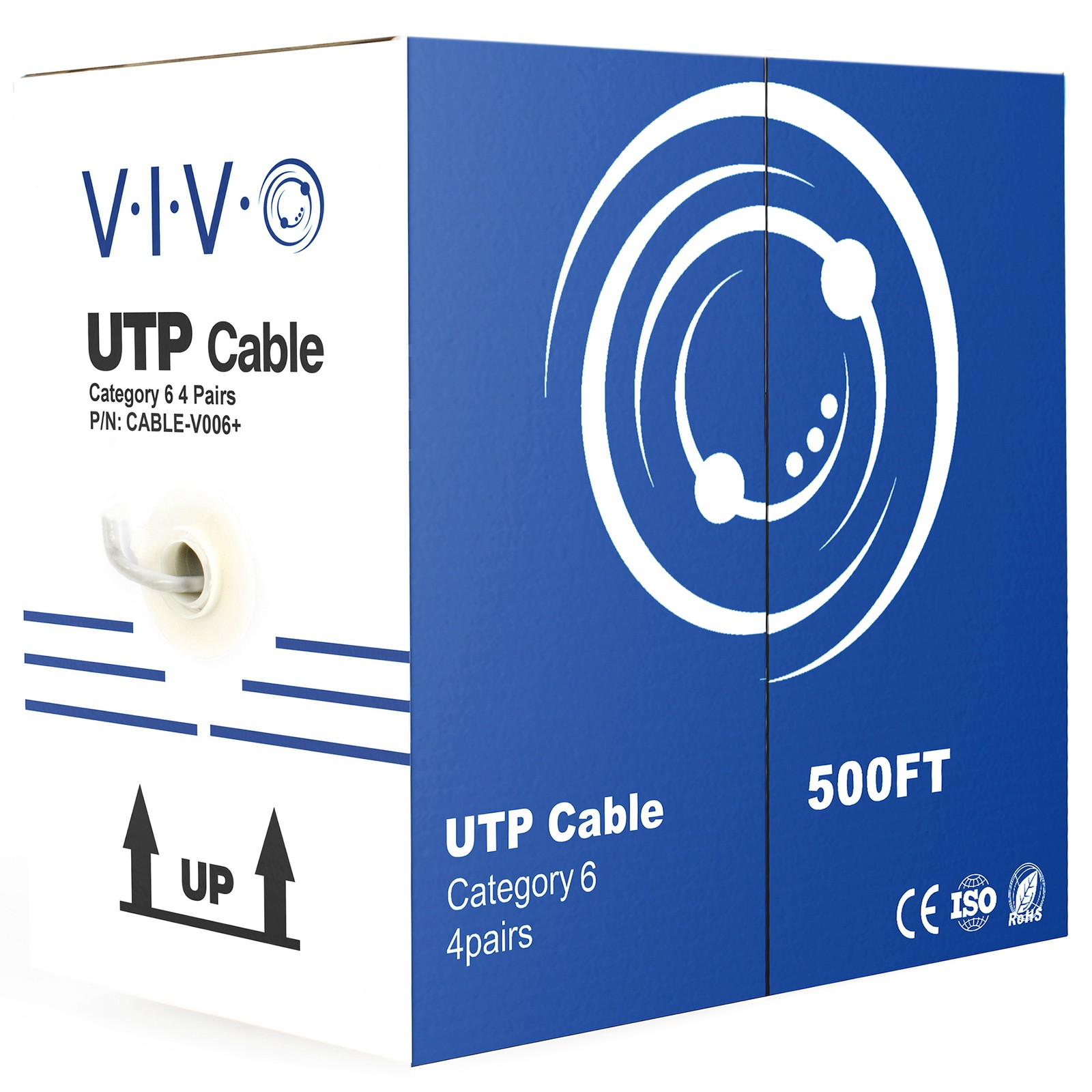 VIVO 500ft bulk Cat6 Ethernet Cable / Wire UTP Pull Box Grey LAN (CABLE-V006)