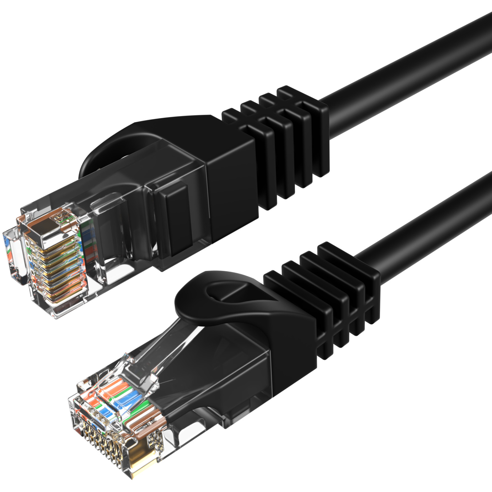 Cat6 Ethernet Patch Black Cable 1.5 3 5 7 10 15 20 25 30 50 75 100 200 LAN Lot
