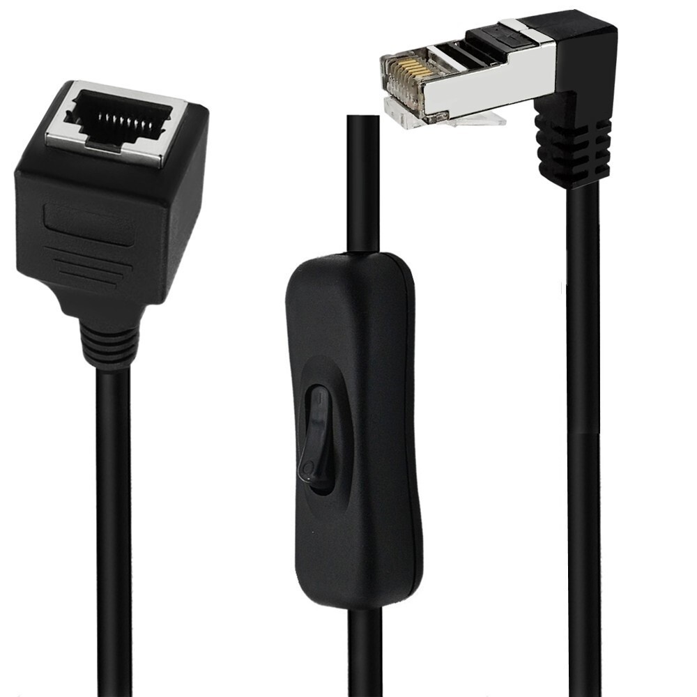 RJ45 Male To Female Extension Cable CAT6e Ethernet Connector W/h ON/OFF Switch