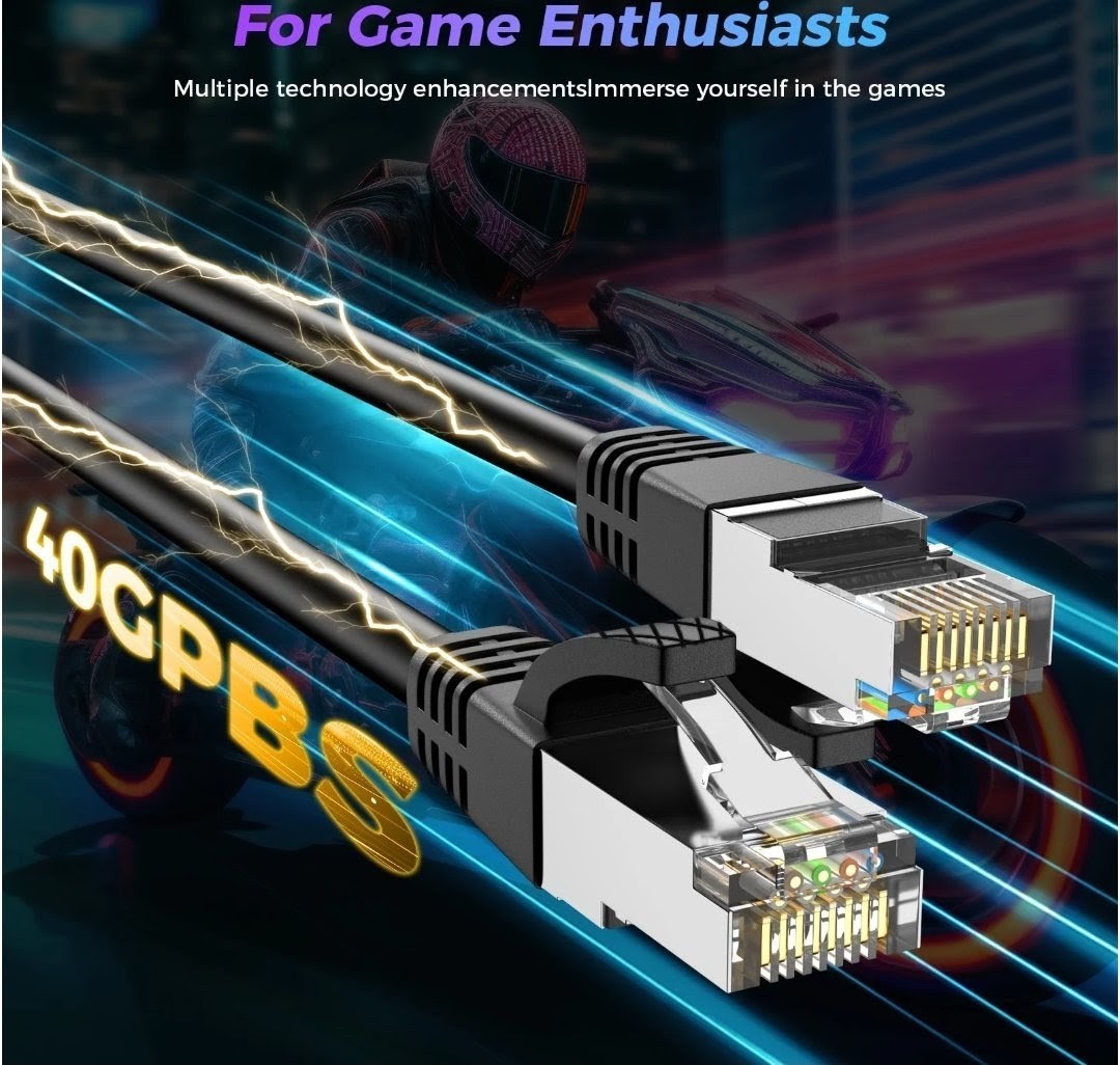 100Ft CAT 8 Ethernet Cable Heavy-duty High Speed 40Gbps 2000Mhz