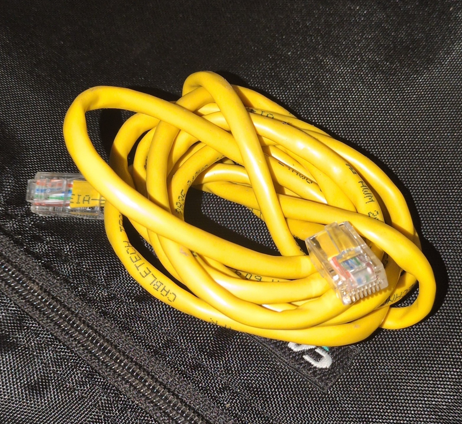 Yellow Cat5e Ethernet Patch Cable 3ft RJ-45 Male to Male Round