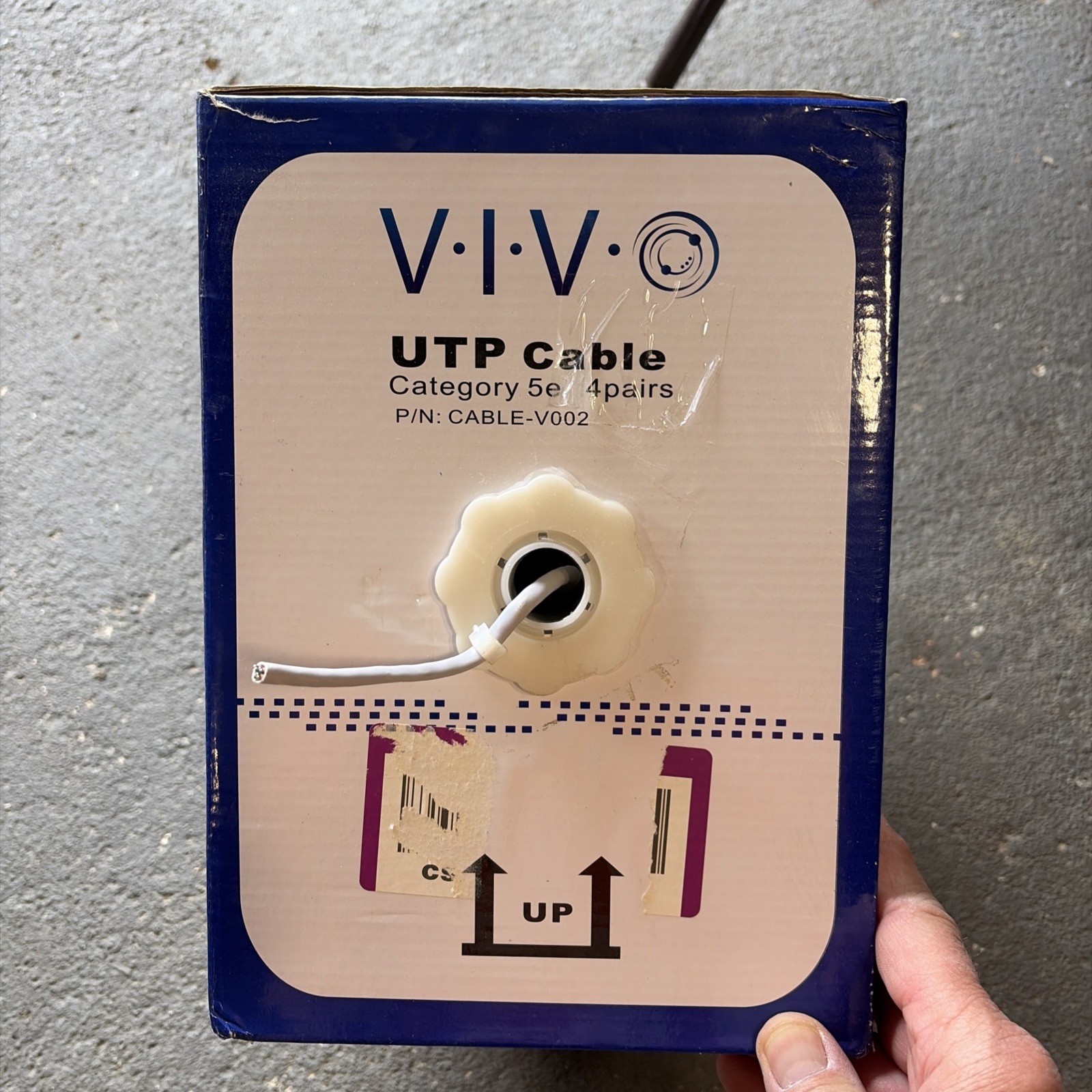 VIVO White 500ft Bulk Cat5e LAN Ethernet Cable / Wire UTP Pull Box. READ
