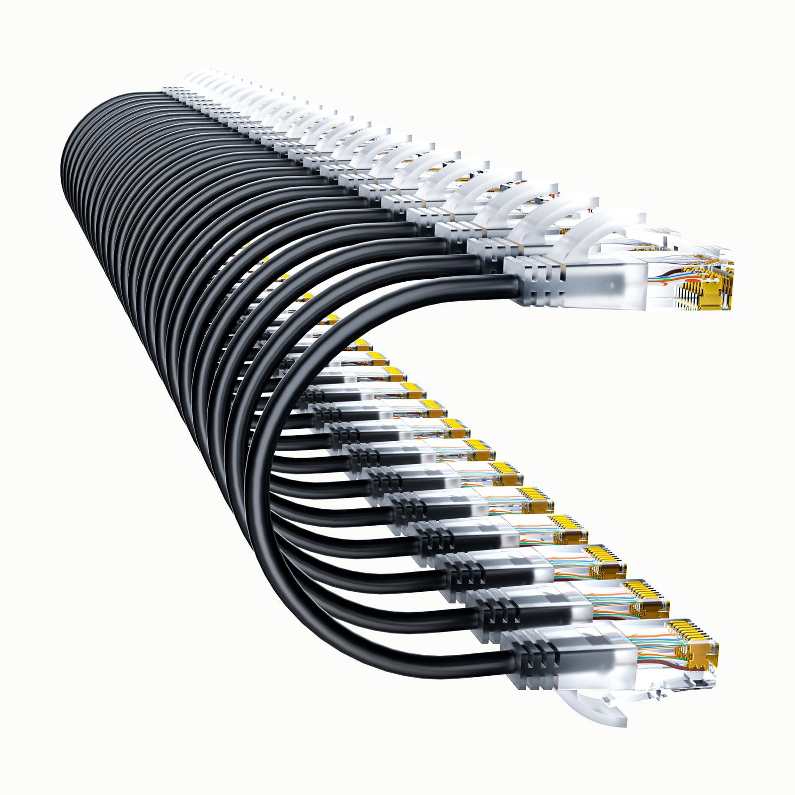 24 Pack 1Ft Cat6a Patch Cables Slim , Flexible Ethernet Cable 10G 550MHZ, 28AWG