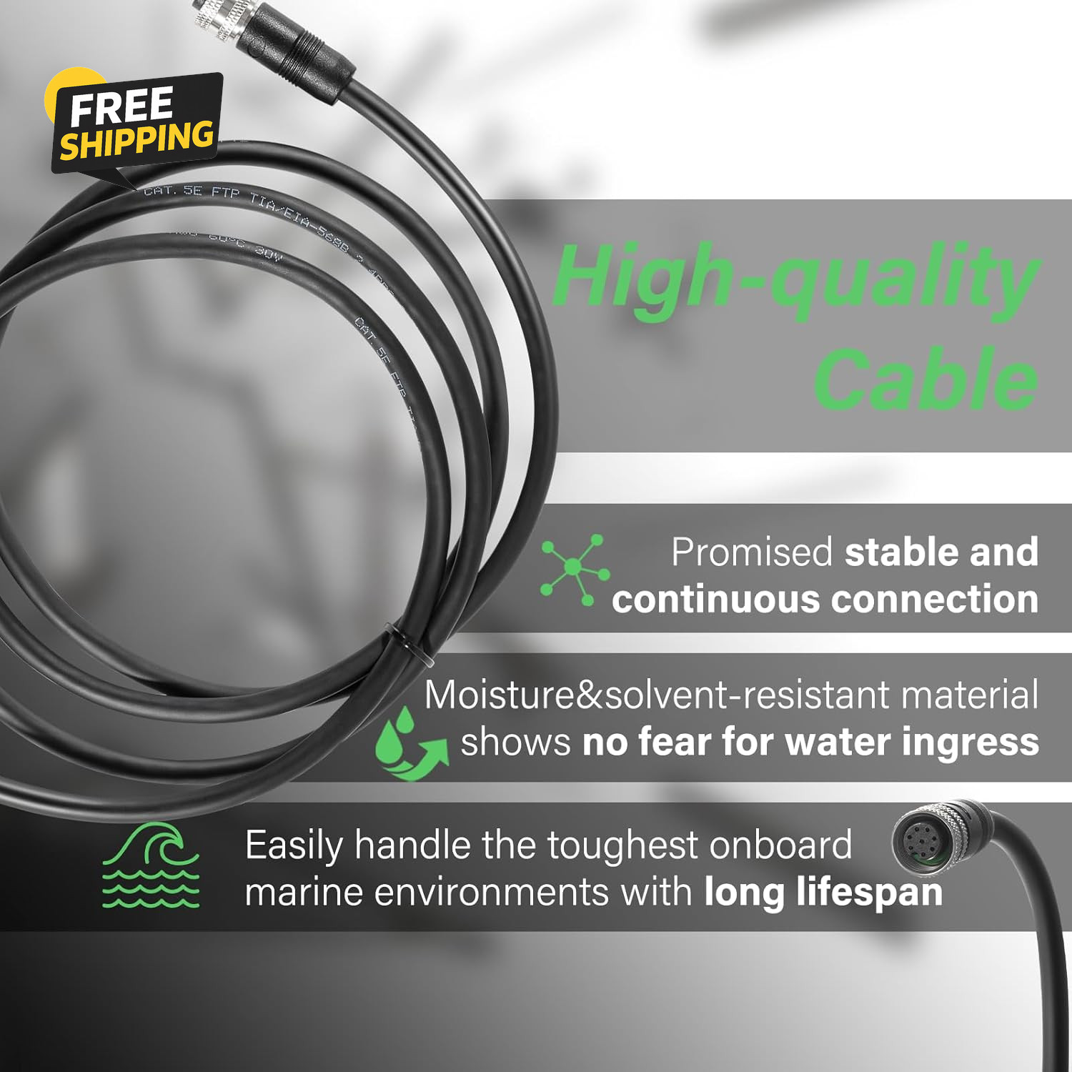 720073-6 5 Foot Ethernet Cable as EC 5E Replace for Humminbird, Black Fit