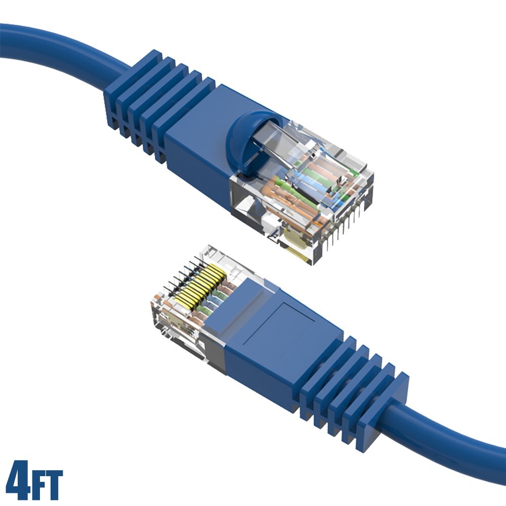 4FT Cat5E RJ45 Ethernet LAN Network UTP Snagless Patch Cable Pure Copper Blue
