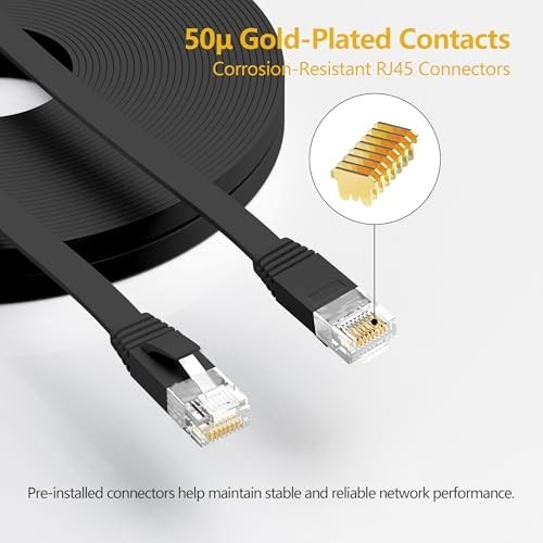 Jadaol Cat 6 Ethernet Cable 50 ft with Cable Clips 10Gbps Support Cat8 Cat7