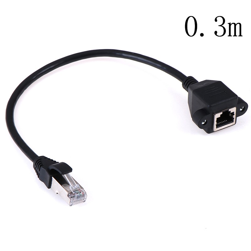 1Pc RJ45 Male to Female Screw Panel Mount Ethernet LAN Network Extension Cab.t2
