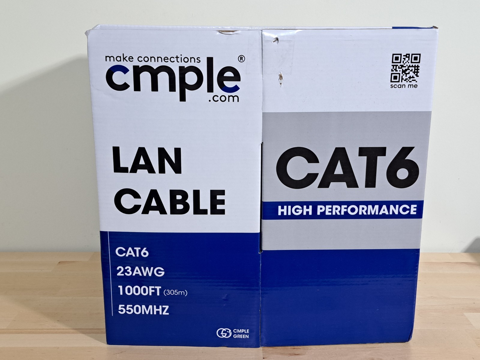 CMPLE CAT6 Cable Bulk Lan Ethernet Cable 6 Wire 1000ft Black