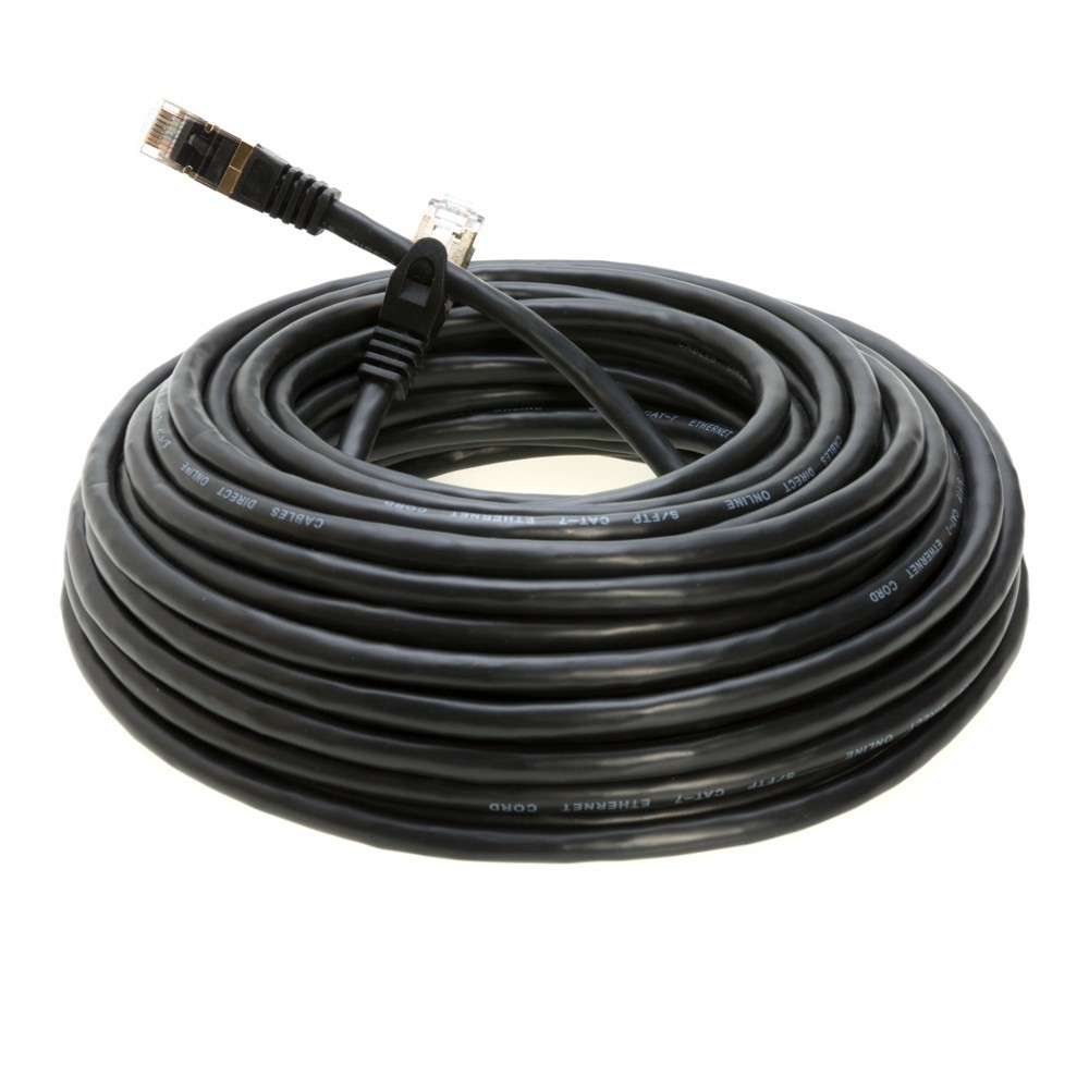 2-Pack CAT7 S/FTP Ethernet Patch Cord 600MHz Network Cable 6FT-200FT Black Lot