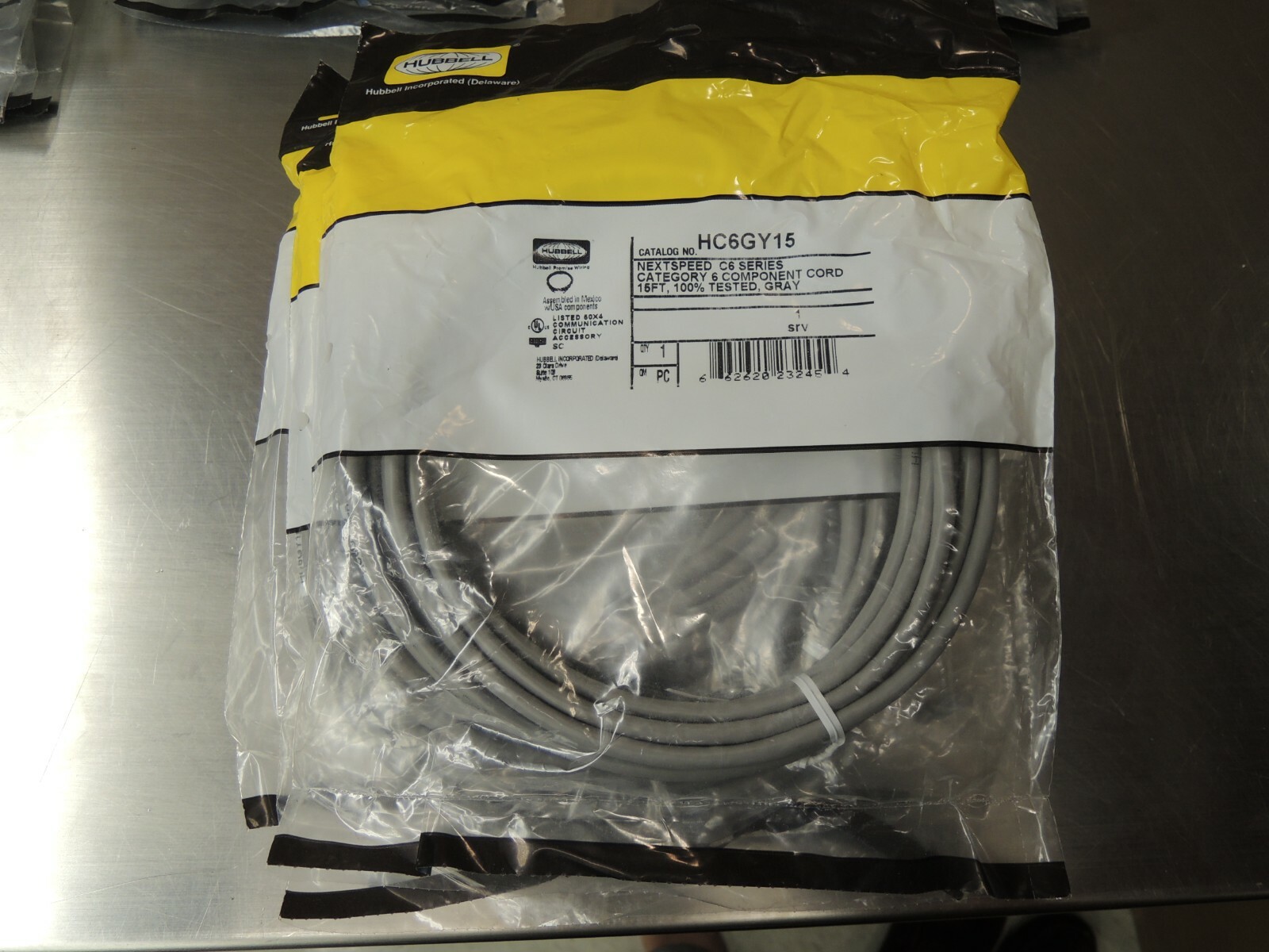 (10) Hubbell HC6GY15 NEXTSPEED Universal Category 6 Patch Cord, 15′ Length, Gray