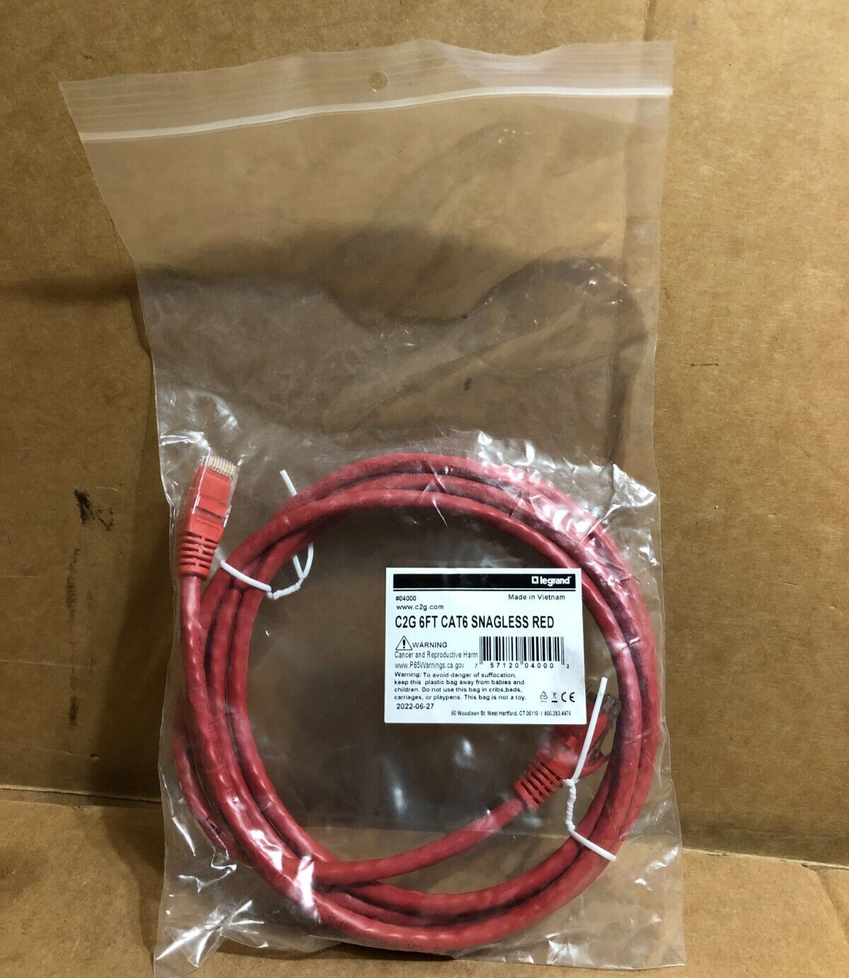 C2G 6-ft CAT6 Snagless Red Unshielded (UTP) Ethernet Cable **