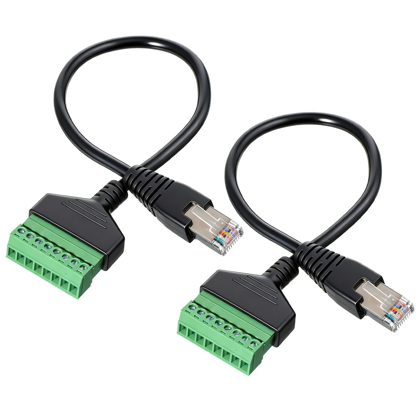 RJ45 Breakout Male 8 Pins Screw Terminal Ethernet Connector Adaptor 2 PCS
