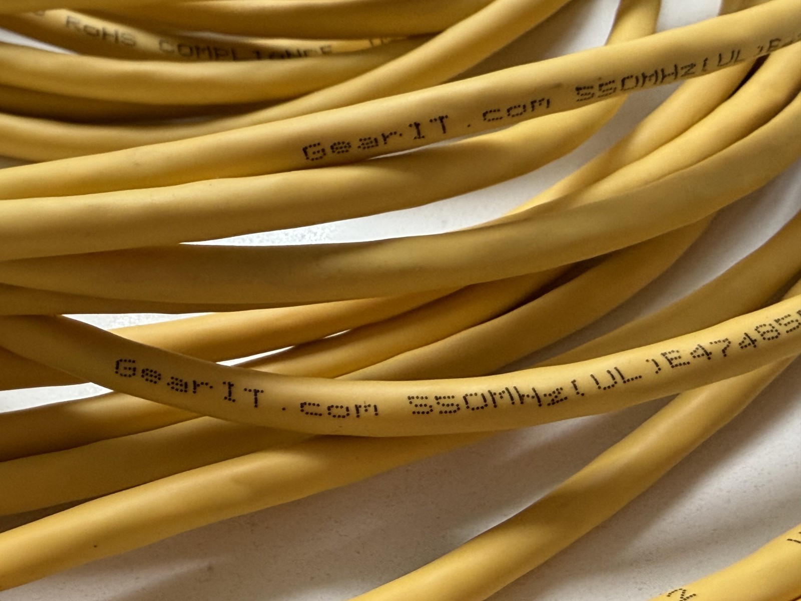 GEARit 20-Pack 1 Foot Cat 6 Ethernet Cable, Yellow, 10Gbps, 24AWG, Patch Panel