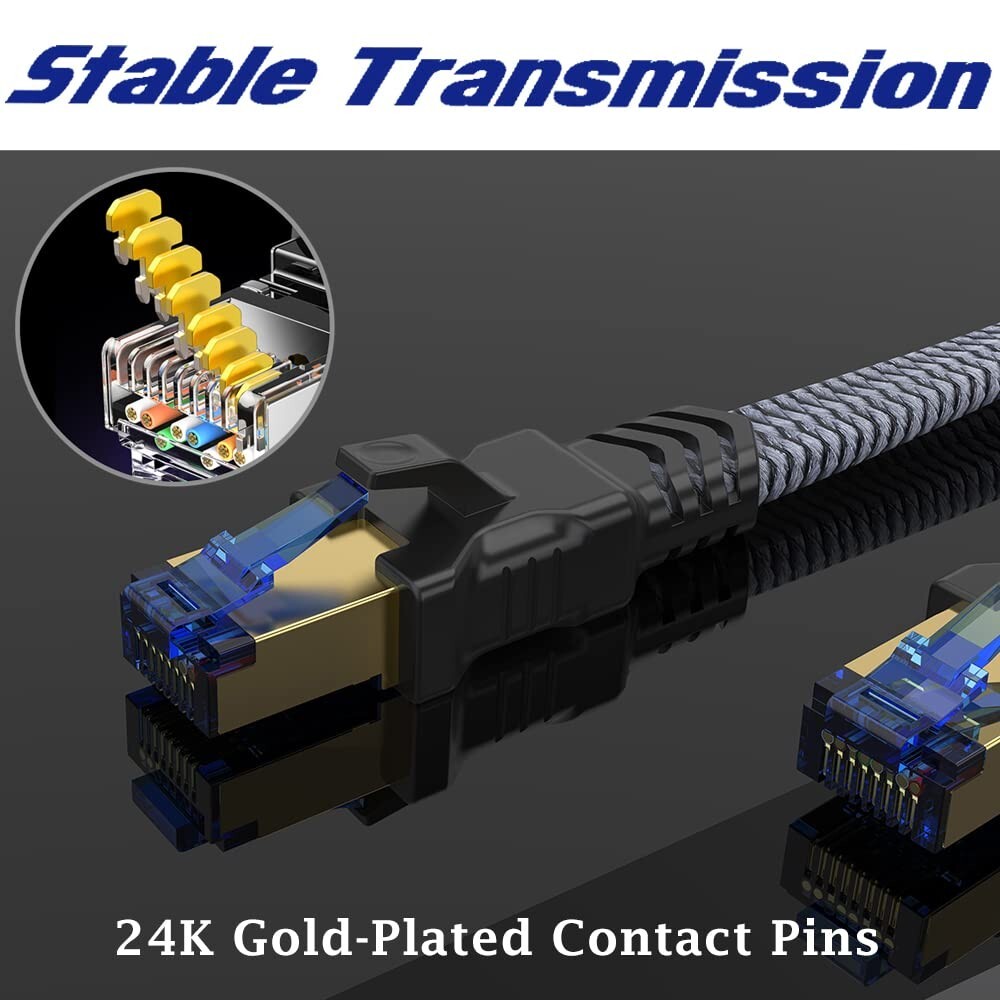 CAT8 Ethernet Cable Cord Patch Copper 24AWG SFTP Shielded RJ-45 6ft – 35FT Lot