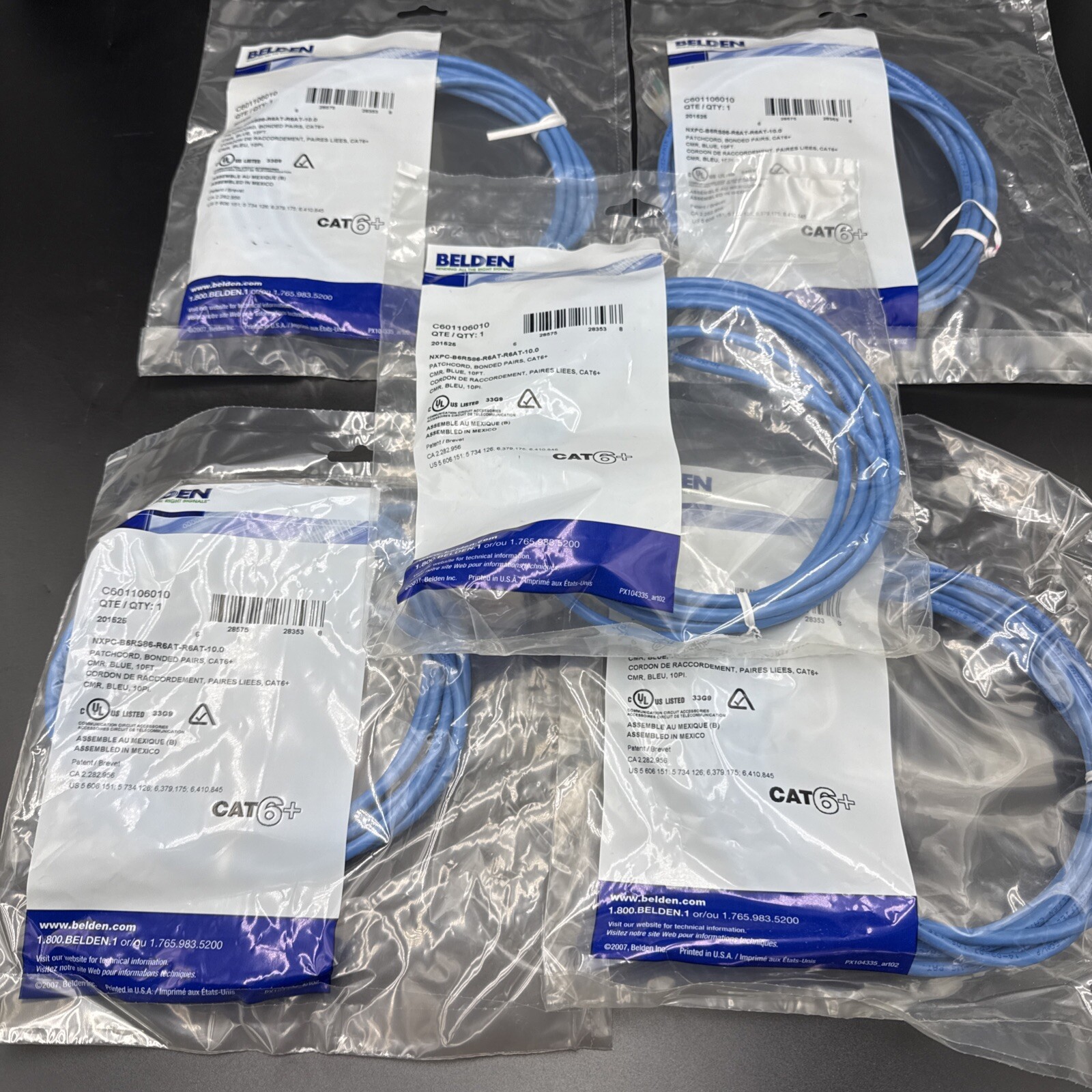 Belden C601106010 CAT6+ 10Ft. Patch Cable – NXPC-B6RS86-R6AT-R6AT-10.0 *Lot 5x*