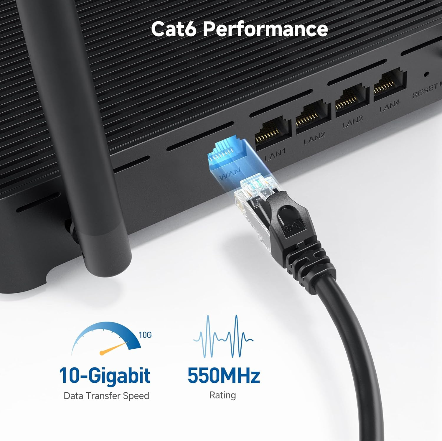 10Gbps Snagless Cat 6 Ethernet Cable, 6Ft Networking Cord
