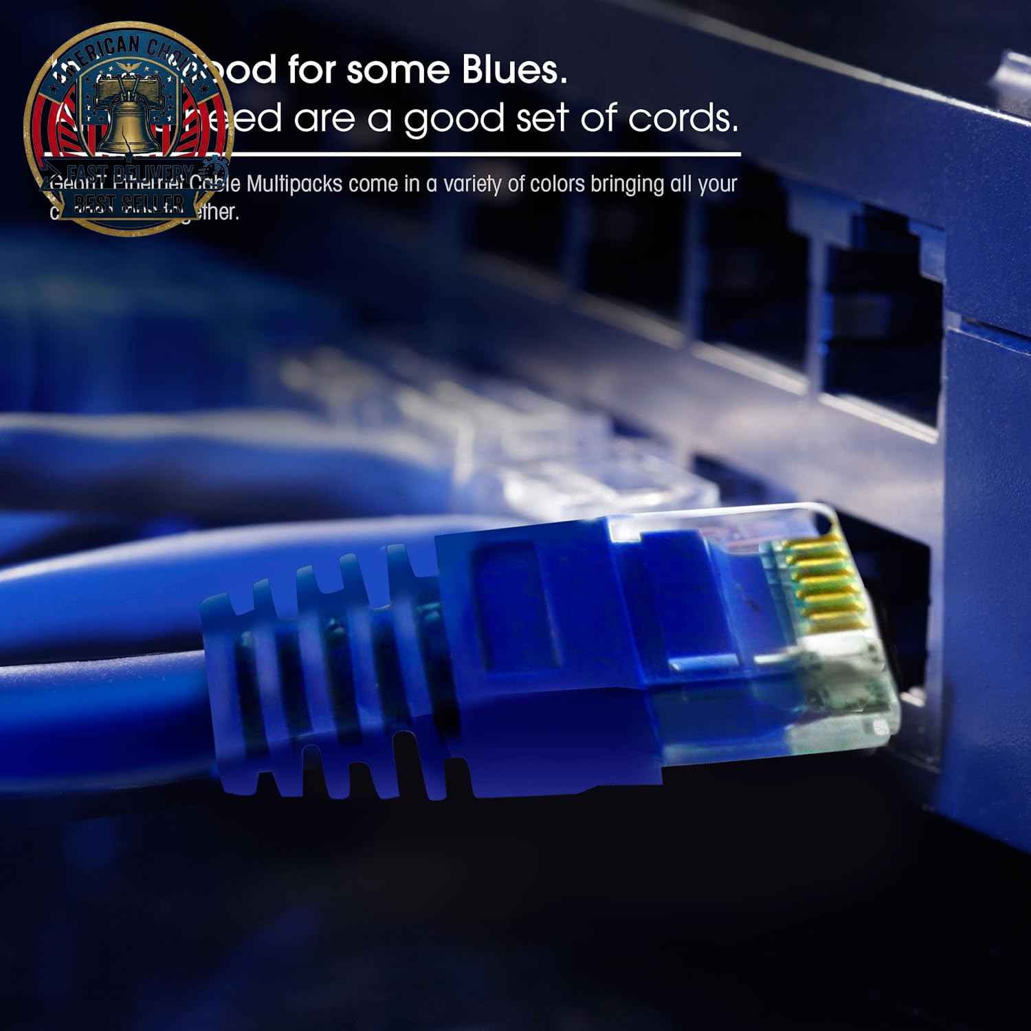Cat 6 Ethernet Patch Cable 2 Ft Blue (24-Pack Cat6 Ethernet Patch Cables 2Ft), C