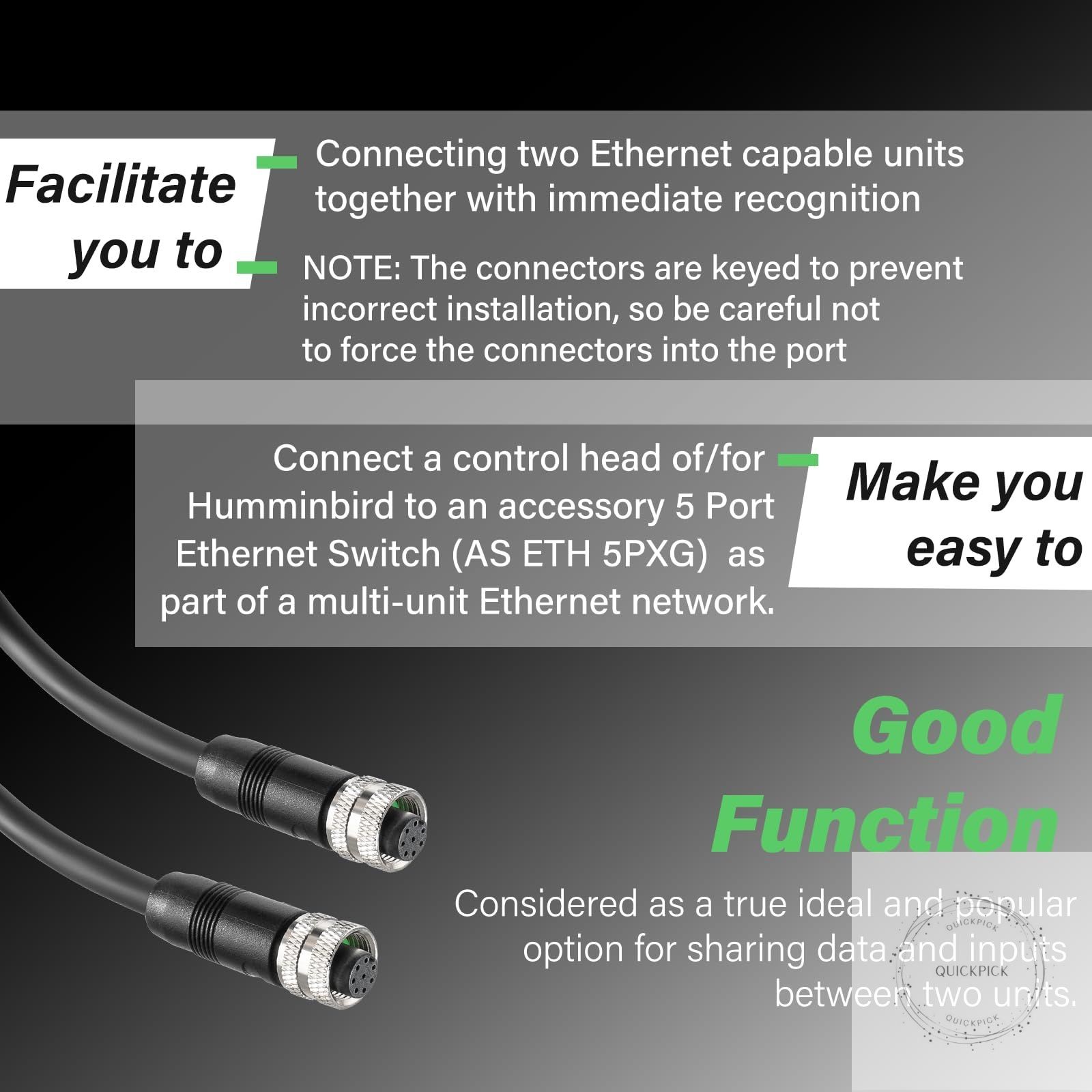 720073-6 5 Foot Ethernet Cable AS EC 5E Replace for Humminbird, Black Fit for