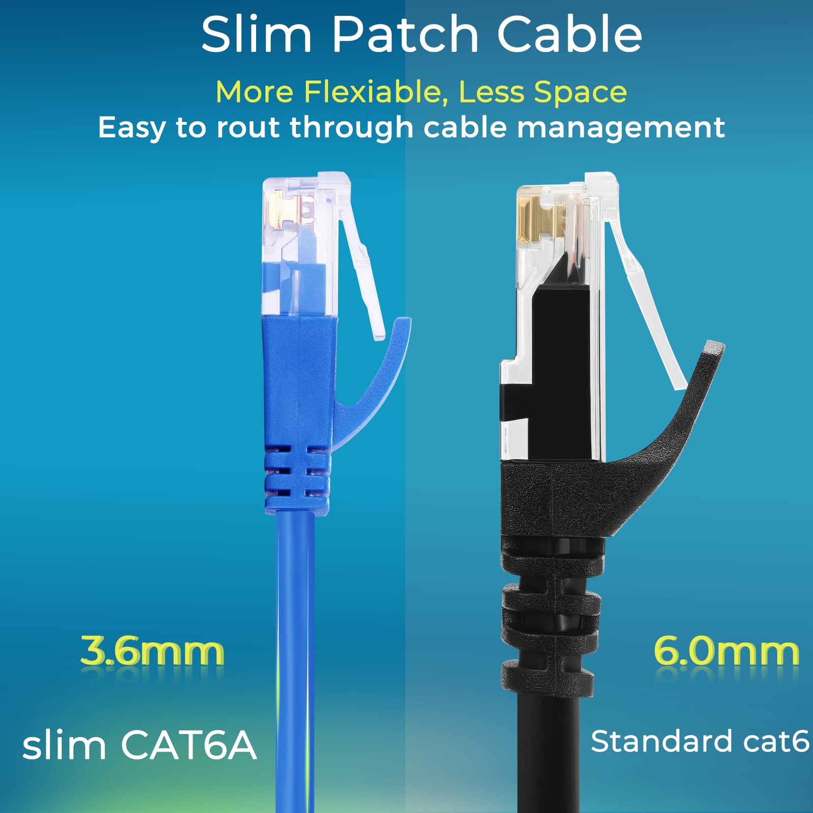 Rapink Patch Cables Cat6a 5ft (24 Pack) Slim, Cat6a Ethernet Patch Cable 10G