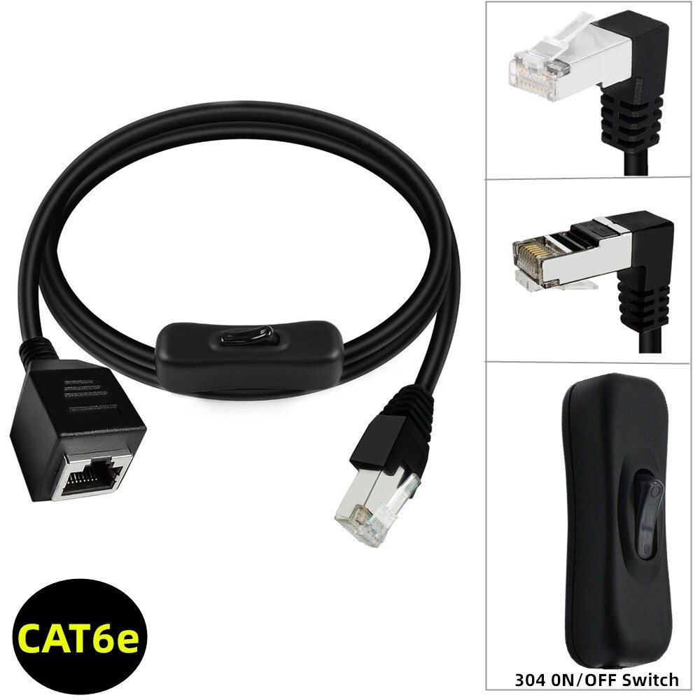 RJ45 Male To Female Extension Cable CAT6e Ethernet Connector W/h ON/OFF Switch