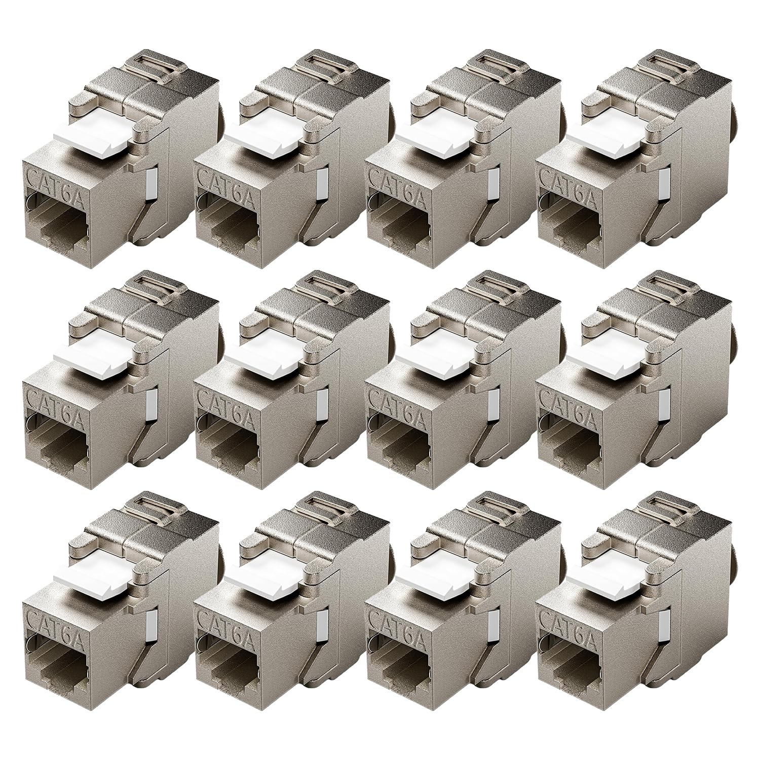 12 Pack Shielded Cat6A Cat6 Keystone Jack 10Gbps ZincAlloy Termination