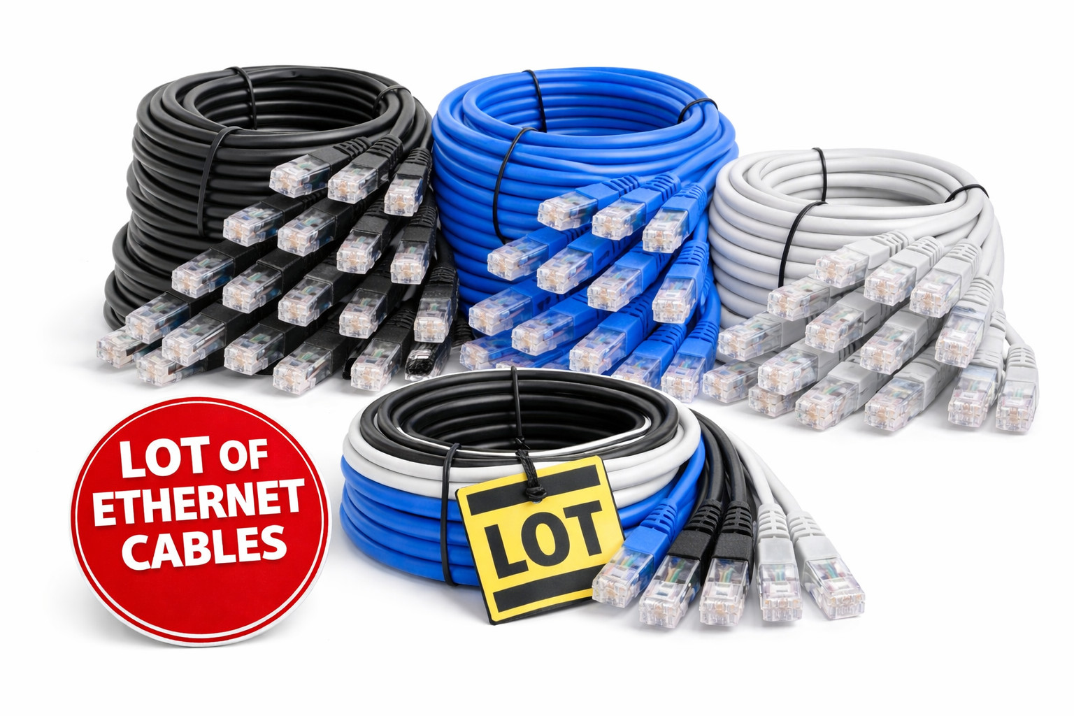 CAT6 Ethernet Cable Lot RJ45 LAN Network 25FT 50FT 75FT 100FT Blue Black White
