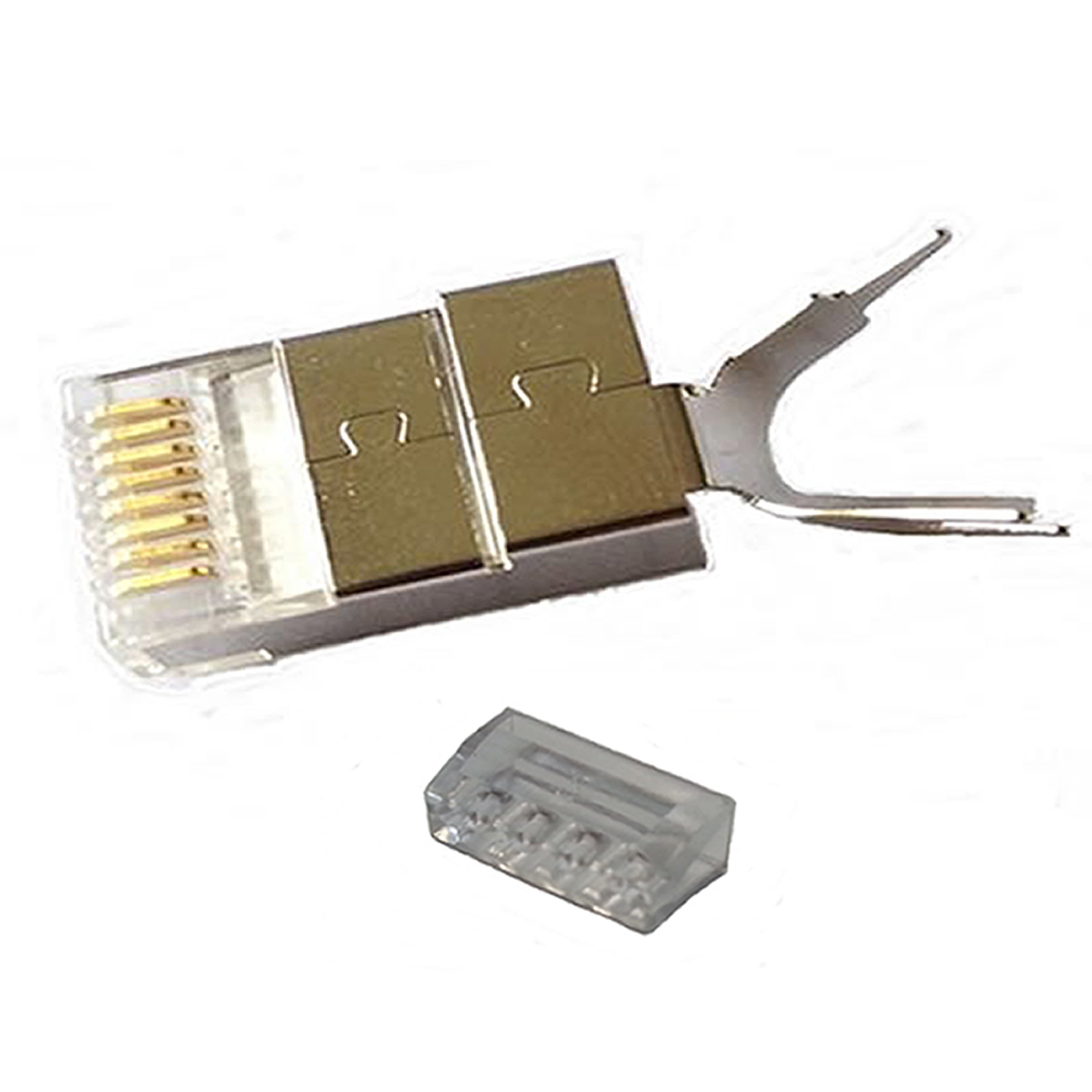 Sunnytech CAT7/7A AWG23 RJ45 Crimp Plug and Boot Cap, 20+20 Combo Pack, Blue