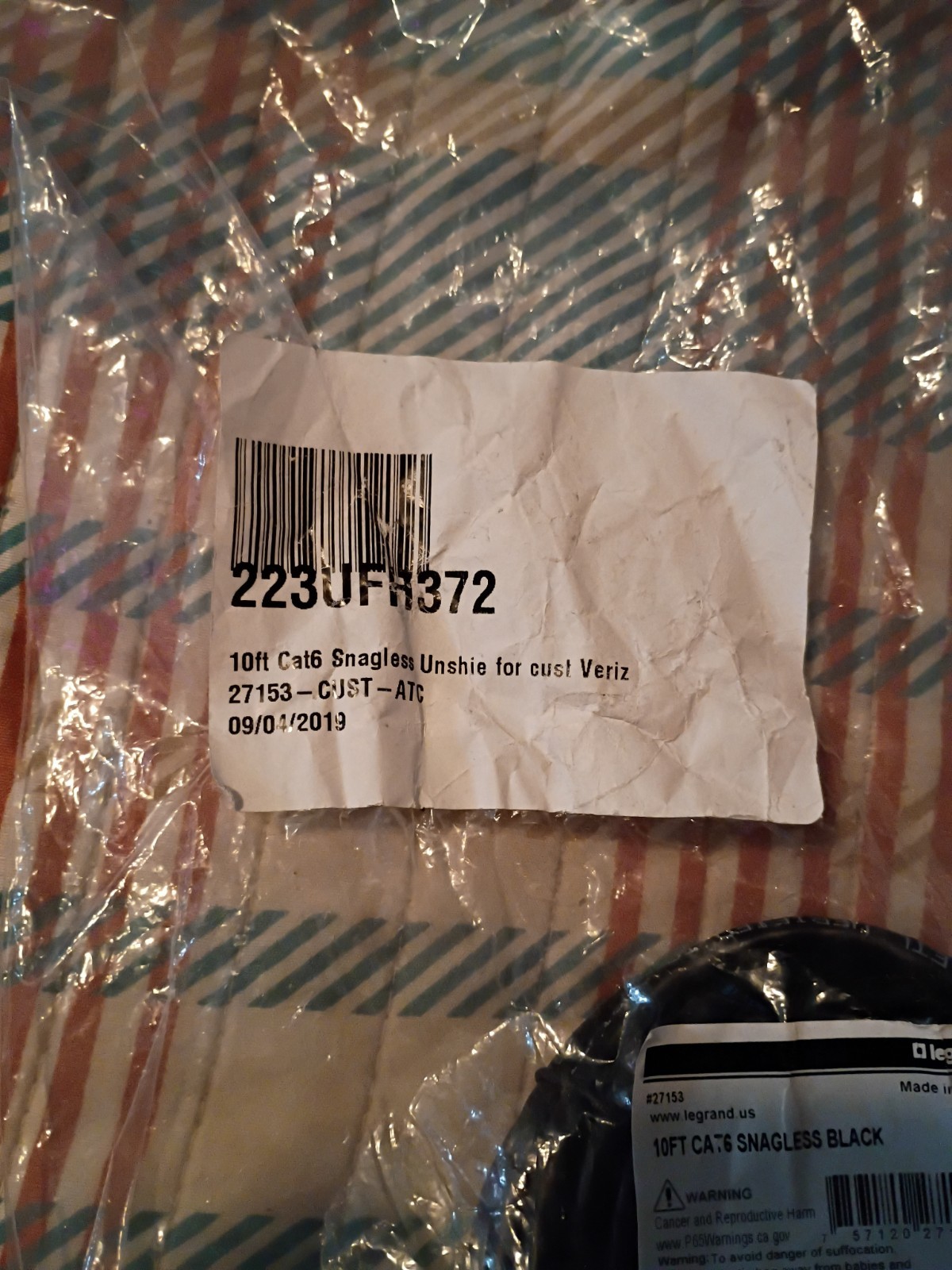 Lot of 3 C2C 5ft CAT6 Snagless UTP Cable Black ( See Description)