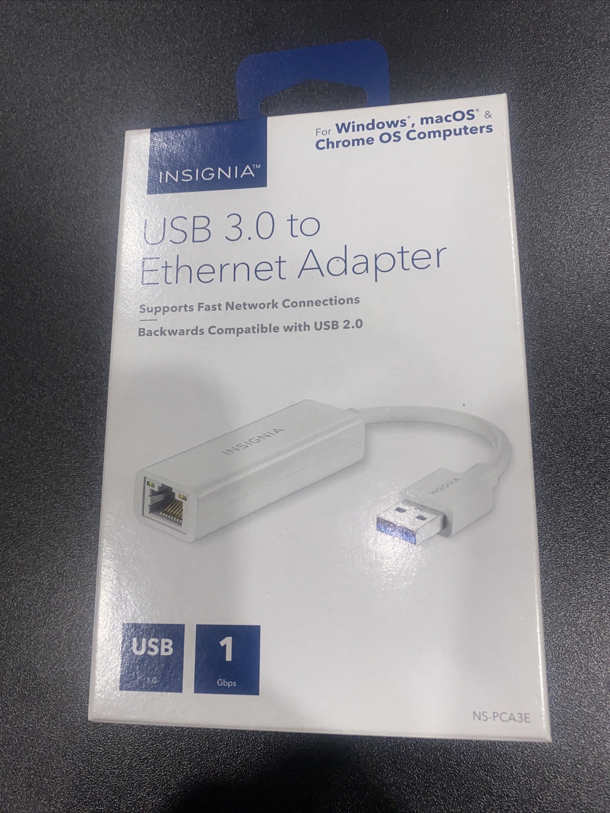 Insignia USB 3.0 to Ethernet Adapter 1Gbps Fast Connector for Windows, MacOS