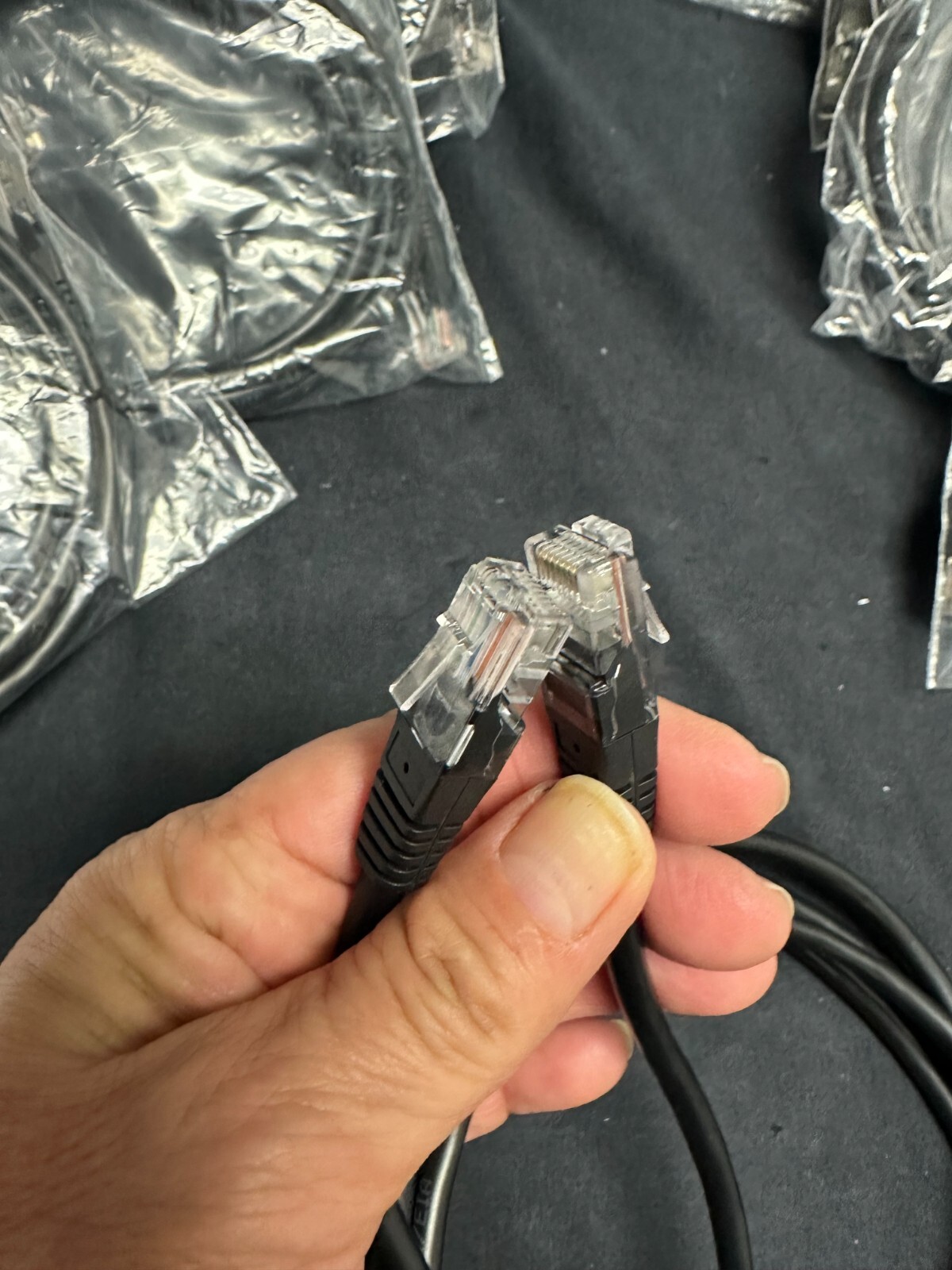 Lot of 25 – CAT5 – New Black Patch Cables – 10 Shield/15 none shield/ 6 &4 Foot