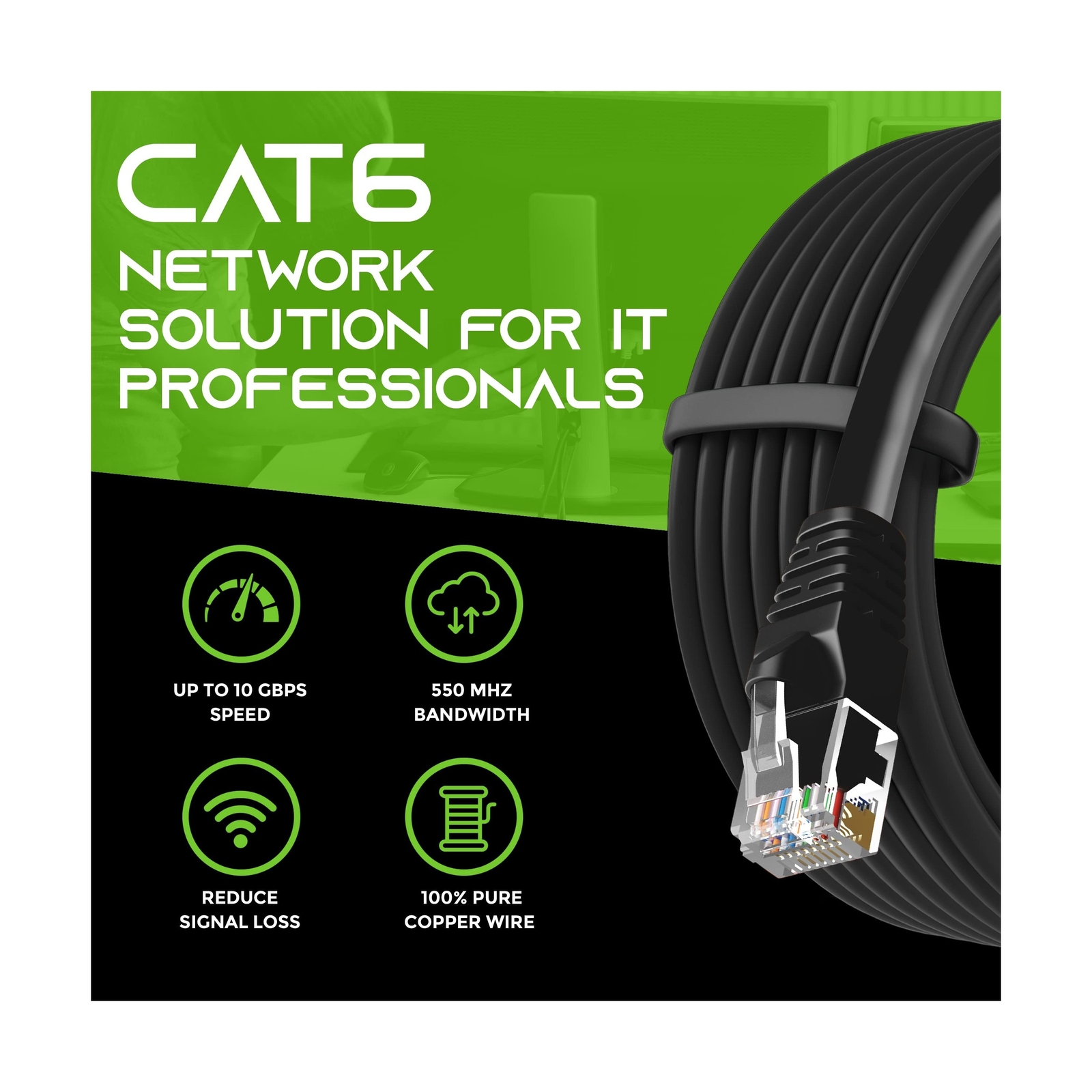 GearIT Cat 6 Ethernet Cable 1 ft (24-Pack) – Cat6 Patch Cable, Cat 6 Patch Ca…