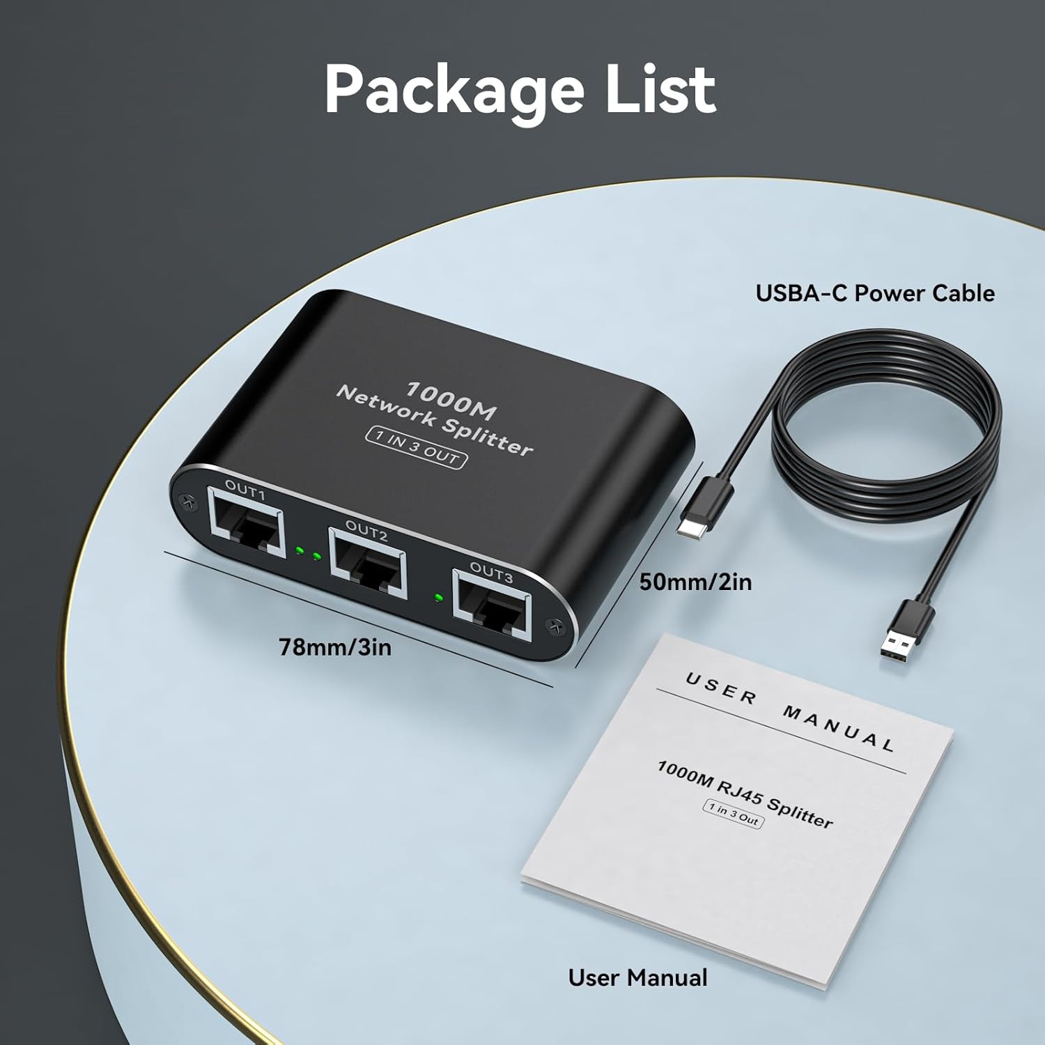 Ethernet Splitter 1 to 3 High Speed LAN Splitter 1000Mbps Gigabit RJ45 Ethernet
